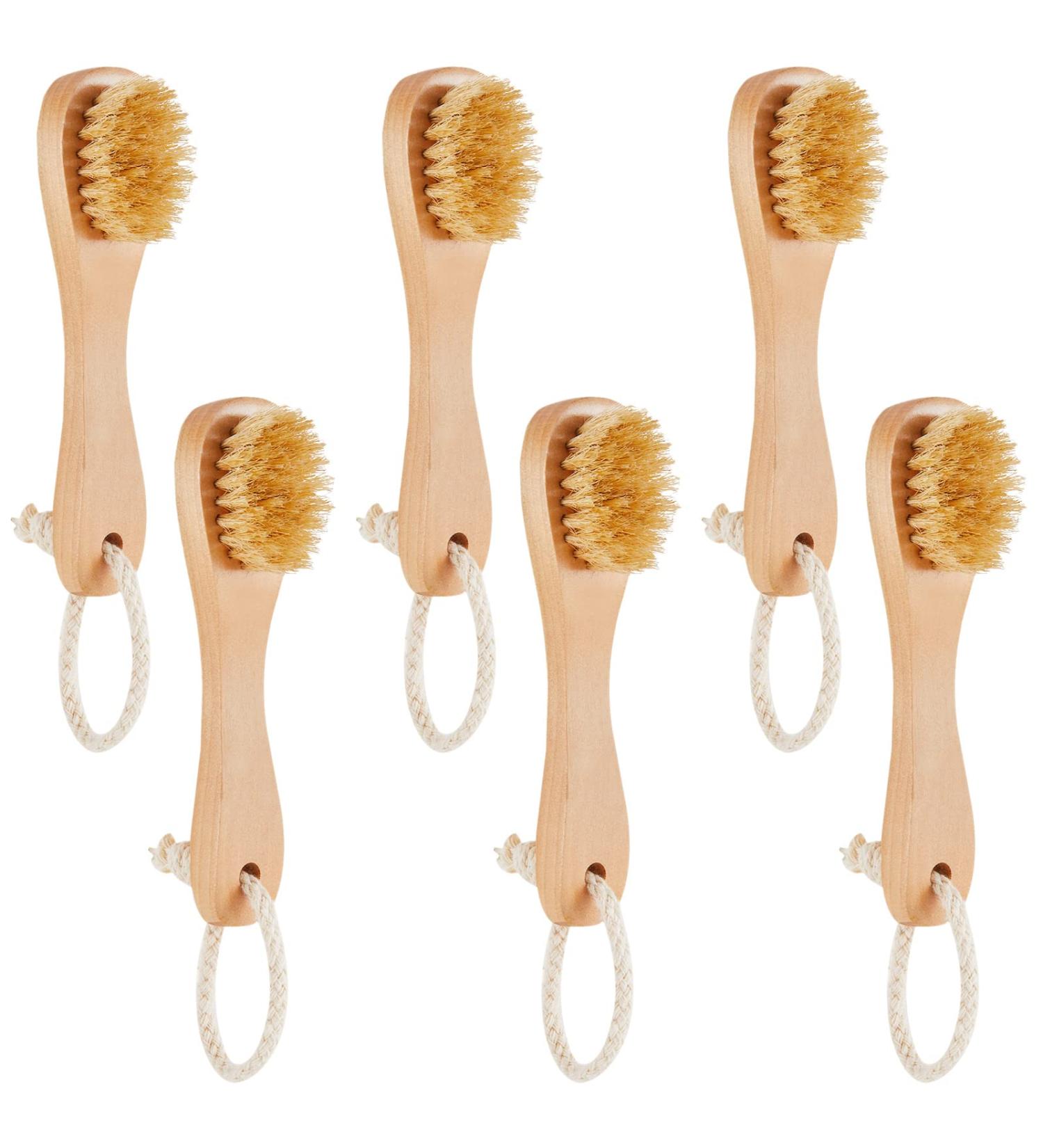 6 Pcs Natural Bristles Wooden Face Cleaning Brush Set - Exfoliator & Scrubber Tool for Facial Care - Unclog Pores & Improve Skin Health - Buy Online on GoSupps.com