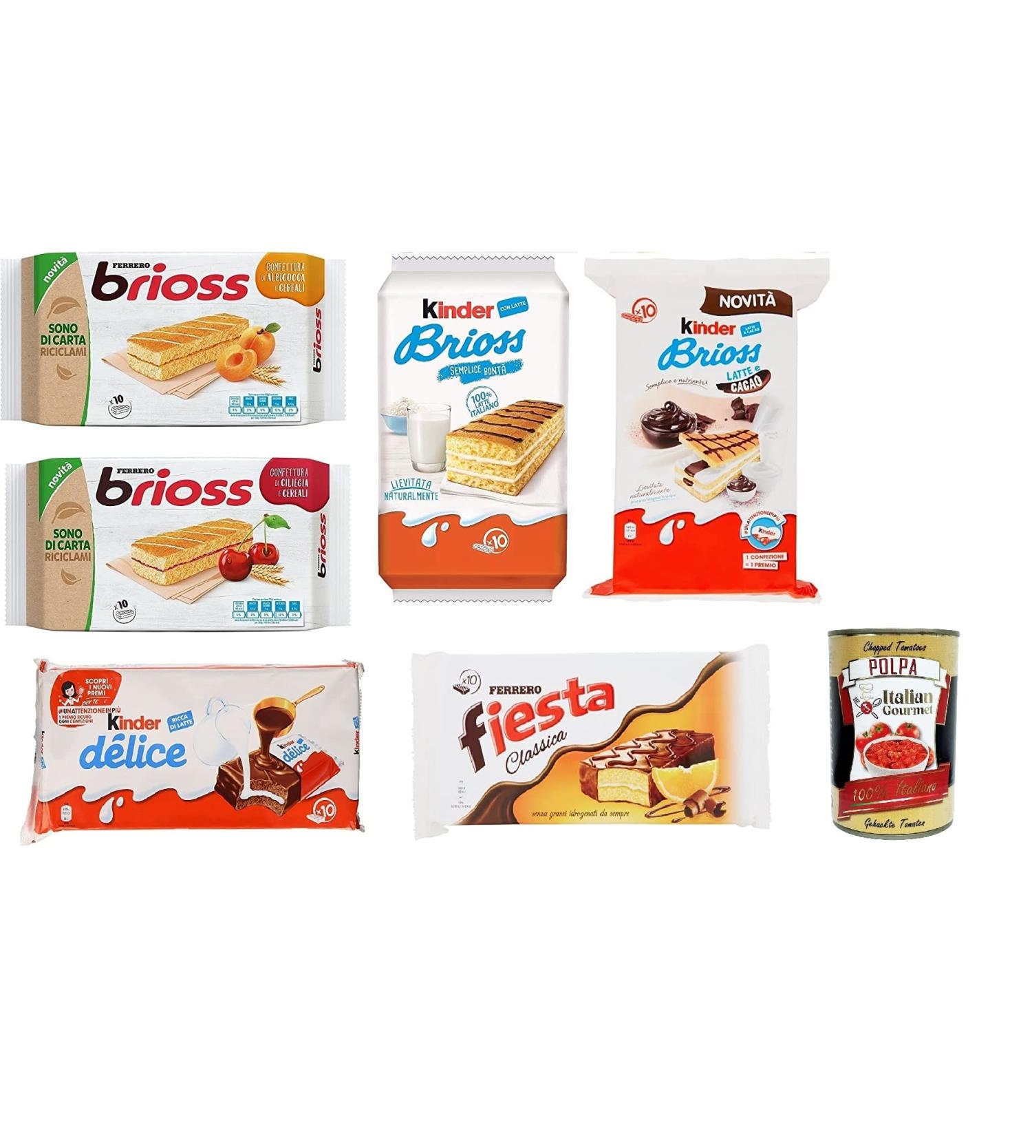 Italian Gourmet E.R. Ferrero Children's Test Kit Brioss Delice Fiesta Albicocca Ciligia Cacao and Latte - Pack of 6 x 10 snack packs 280g + Italian Gourmet Polpa 400g - Buy Online on GoSupps.com