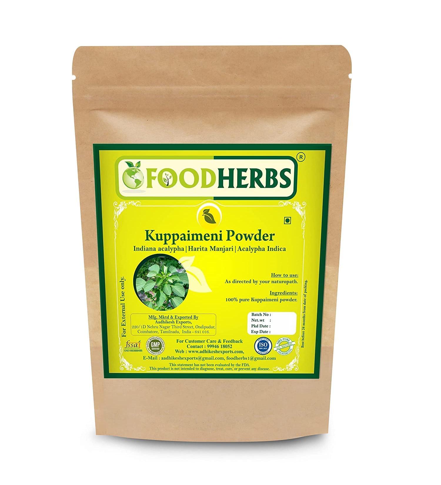 ORGANIZE Foodherbs Kuppaimeni Powder 200 GMSAcalypha IndicaIndian NettleUnwanted Hair RemovalAcneWound Healing - Buy Online on GoSupps.com