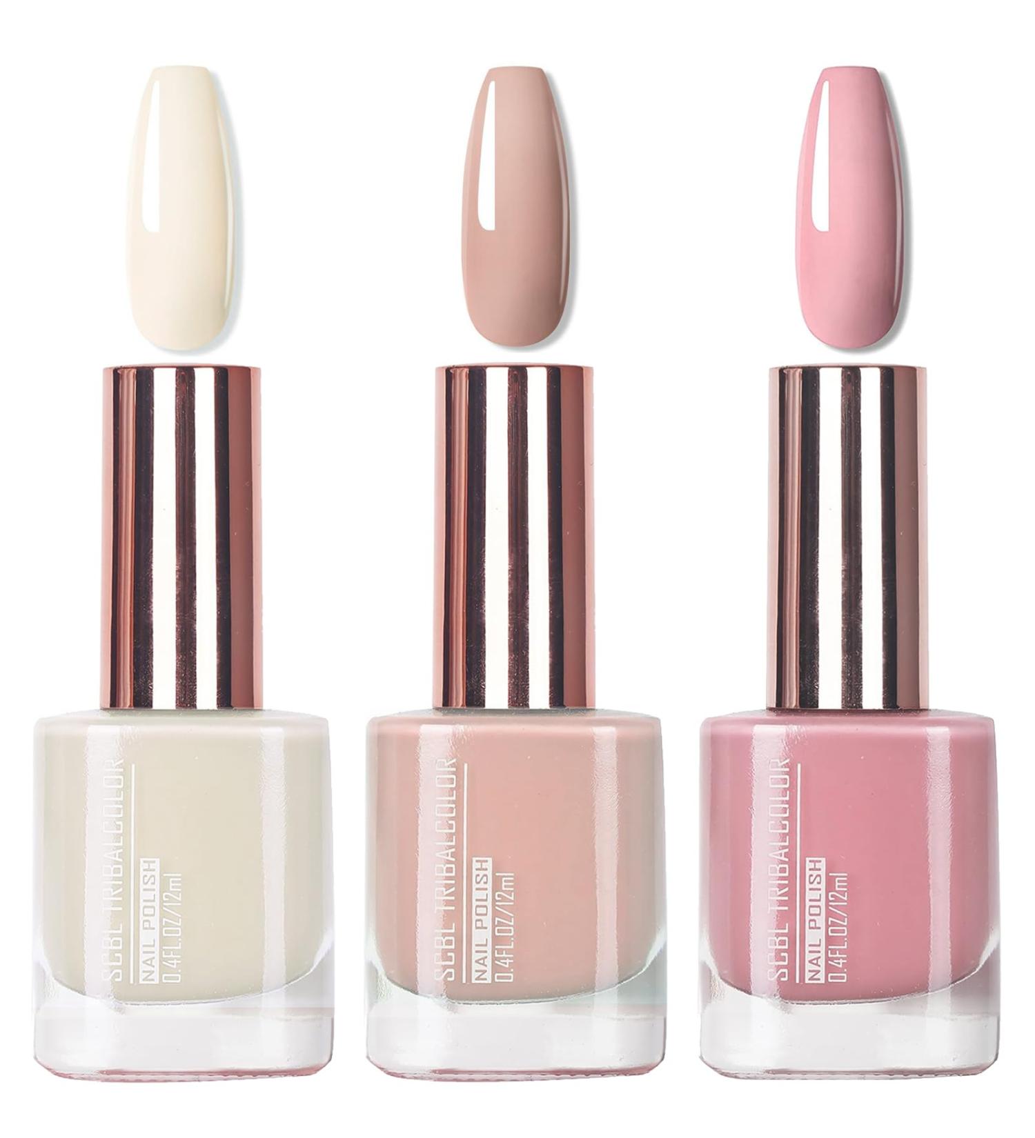 Nail Polish Set - Nude White Nail Varnish Set - 3Pcs Nude Pink Milky White Nial Polish Natural Look - Quick Dry Nail Varnish Gift Set DIY Manicure Home (Nude White) - Buy Online on GoSupps.com
