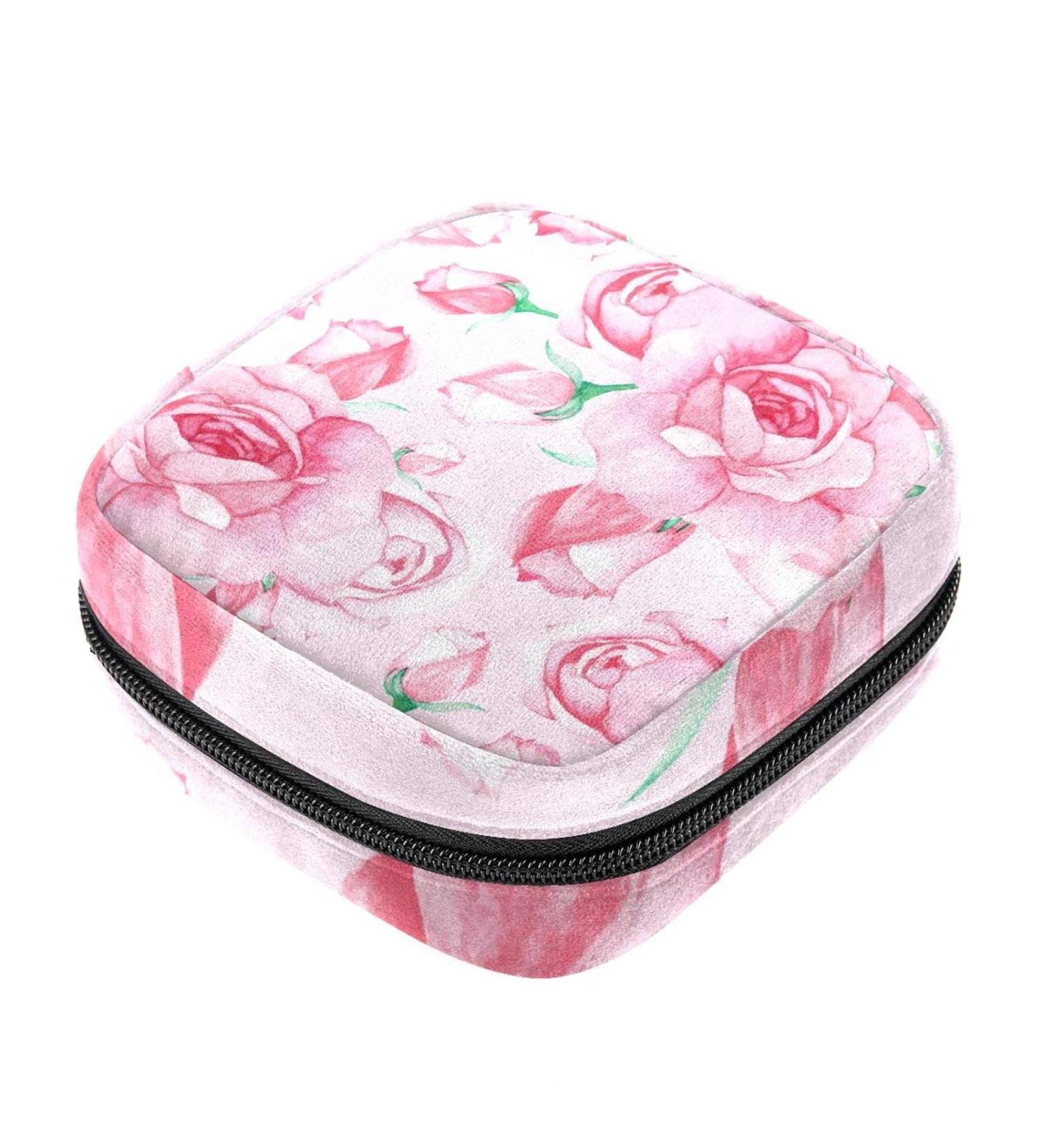 Watercolor Rose Napkin Storage Bag | Portable Zippered Pouch for Teen Girls & Women | Stylish Dining Accessory | Color 3 - Buy Online on GoSupps.com