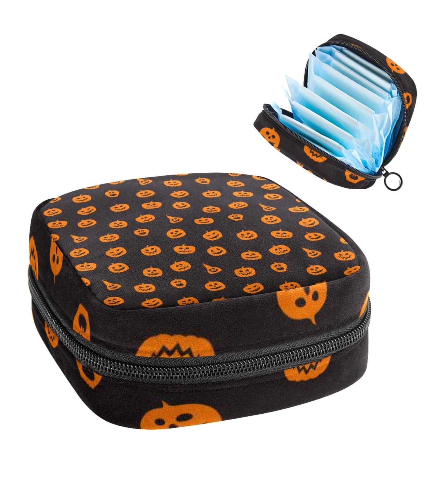 Halloween Pumpkin Menstrual Pad Storage Bag | Portable Sanitary Napkin Pouch for Teen Girls & Women | Color 11 - Buy Online on GoSupps.com