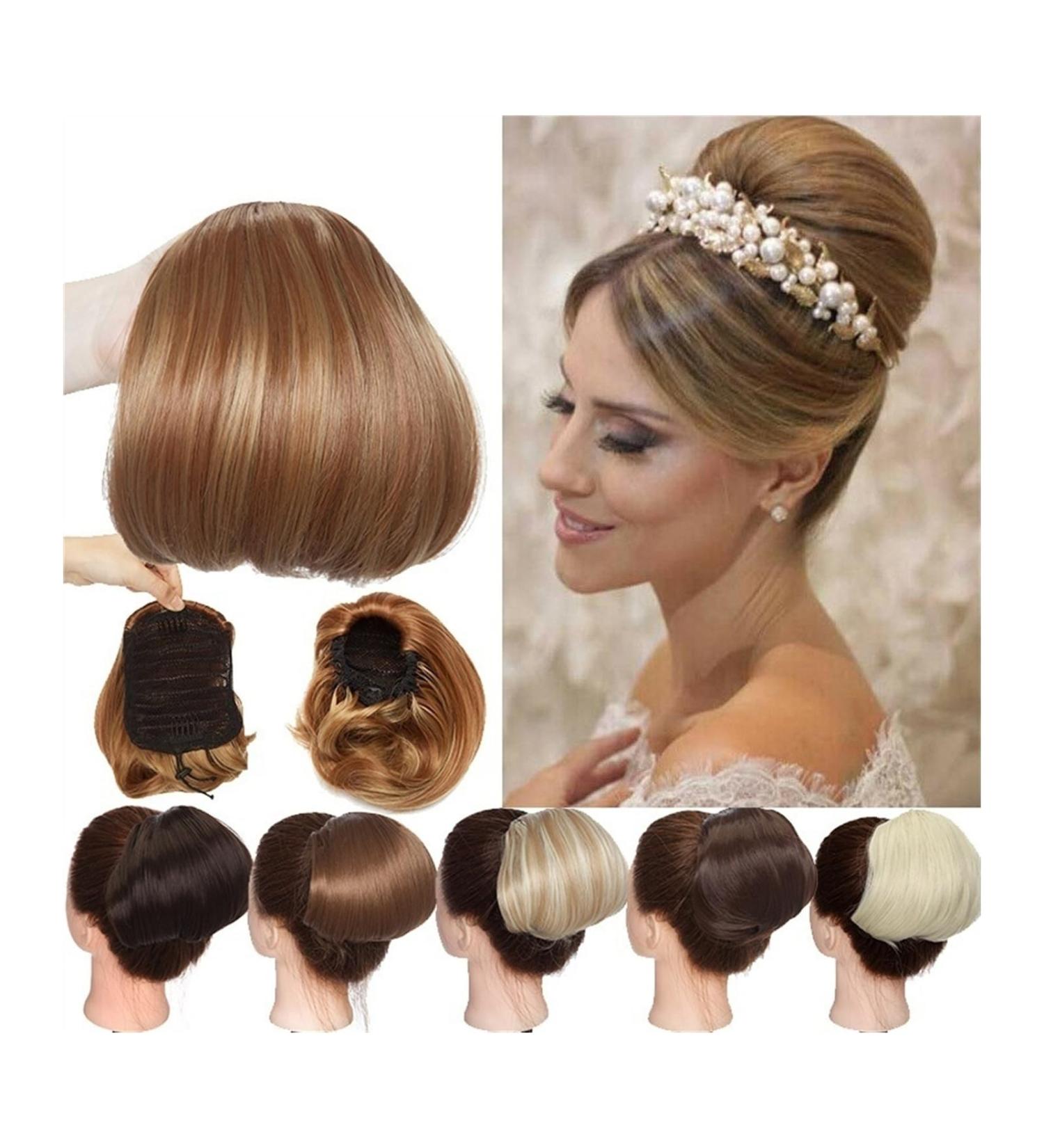 Messy Bun Hair Piece for Women Synthetic Straight Chignon Bun Hair Pieces 6" Drawstring Ponytail Extensions Clip In Hair Extension Heat Resistant Hair Donut Chignon for Women Fake Hair Accessories f Dark brown - Buy Online on GoSupps.com