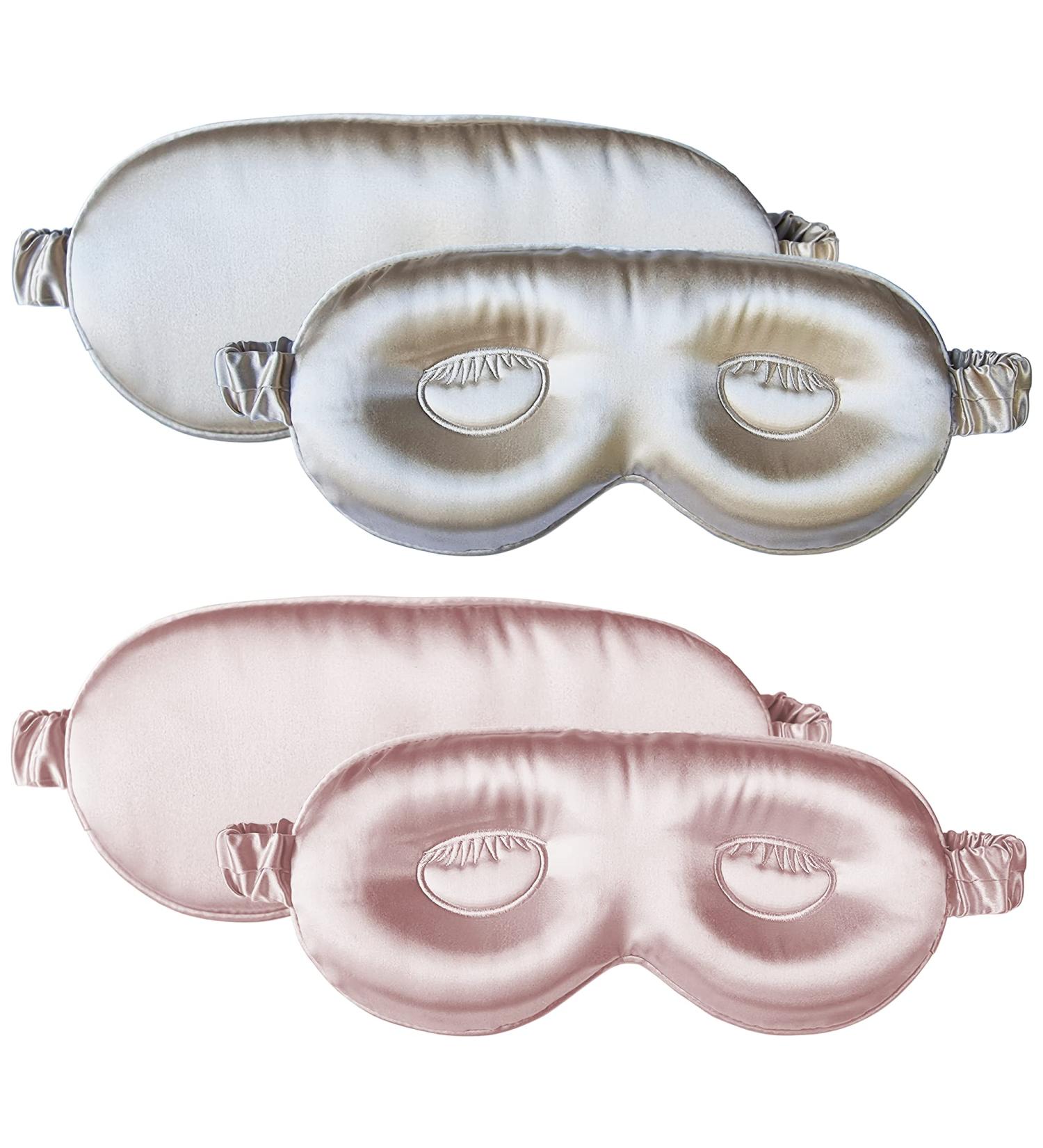 MATASSE Silk 3D Contoured Eye Mask - Champagne & Pink Sleep Mask for Women Men - Silk Eye Cover to Prevent Wrinkles - Buy Online on GoSupps.com