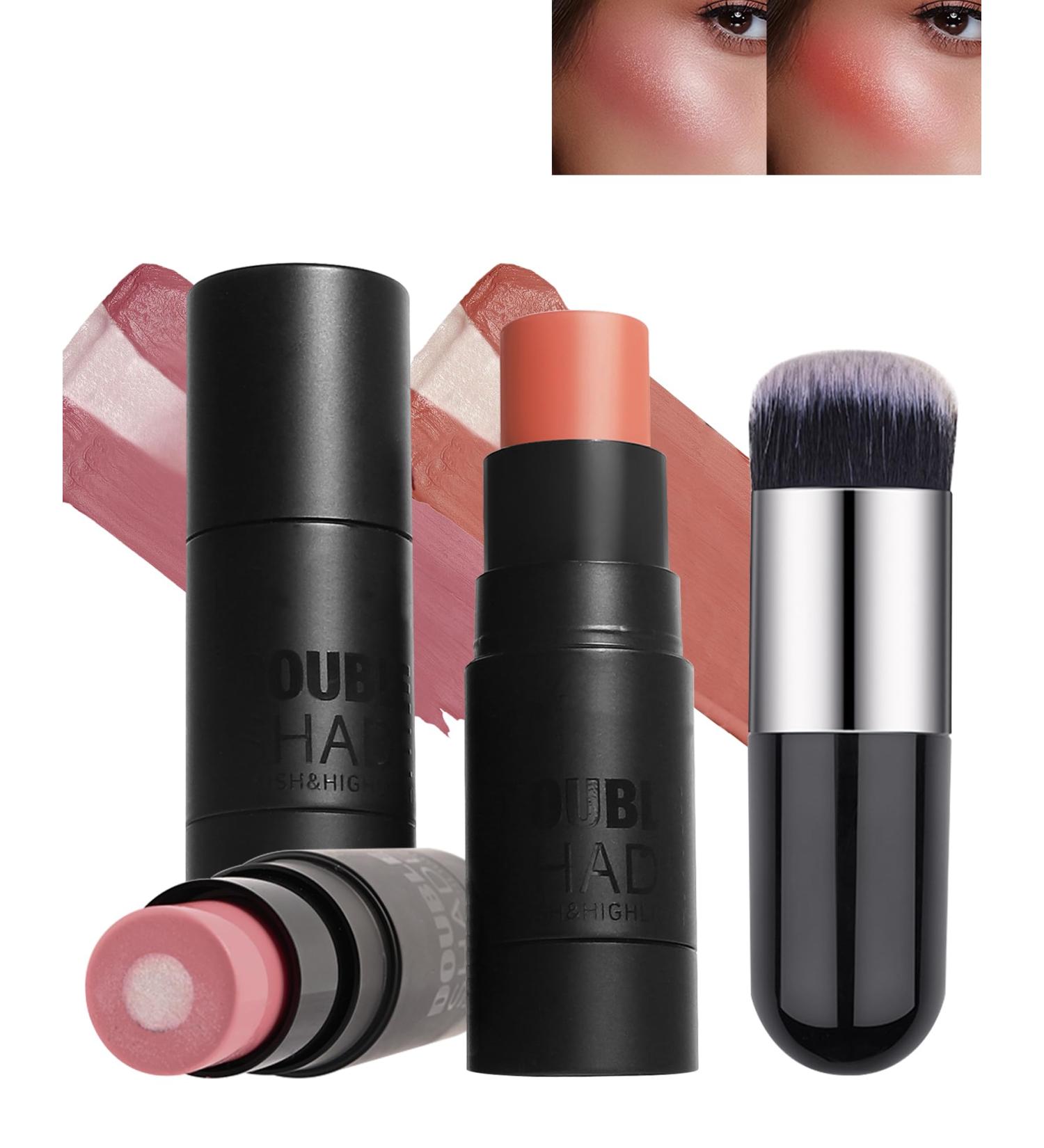 Sandwich Cream Blush Stick for Cheeks 2Pcs Multi-Use Makeup Blush Stick for Eyes Lips Face Longlasting Tinted Moisturizer Matte & Shimmer Blush Finish Natural Glow Blendable Blusher with Brush-02+04 02#+04# - Buy Online on GoSupps.com