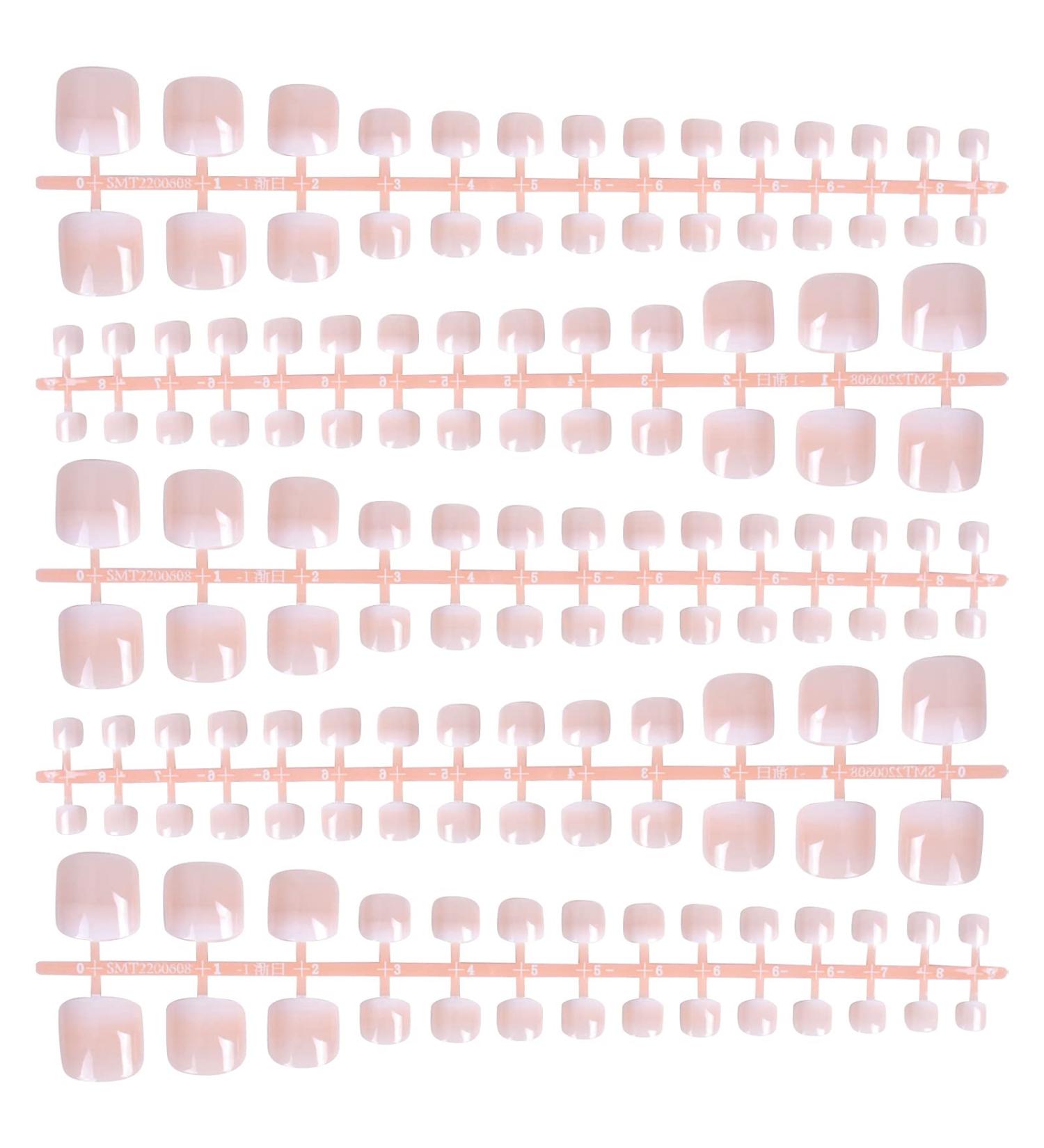 140 Piece Toenail Tips Set - French Full Cover Artificial Nails | DIY Manicure Decoration for Women & Girls - 14 Sizes Available - Buy Online on GoSupps.com