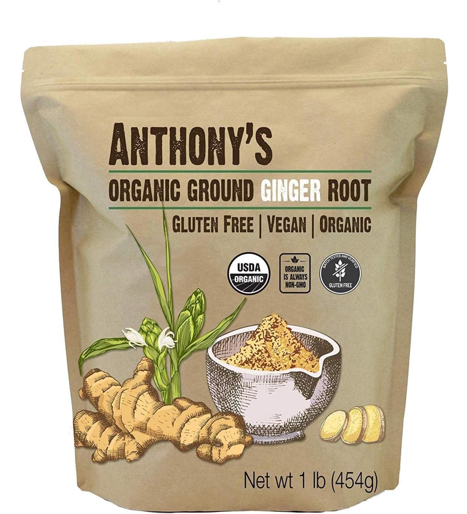 Anthony's Organic Ground Ginger Powder 454g - Pure and Natural - Buy Online on GoSupps.com