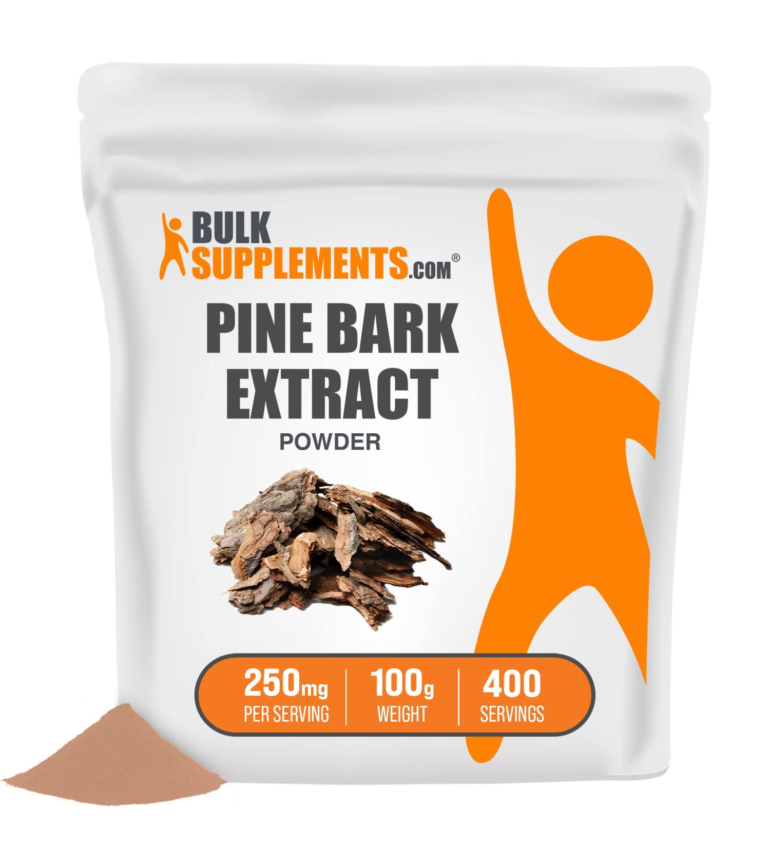Pine Bark Extract Powder - Herbal Circulation Support & Antioxidant Source - 100g, Gluten Free - BulkSupplements.com - Buy Online on GoSupps.com