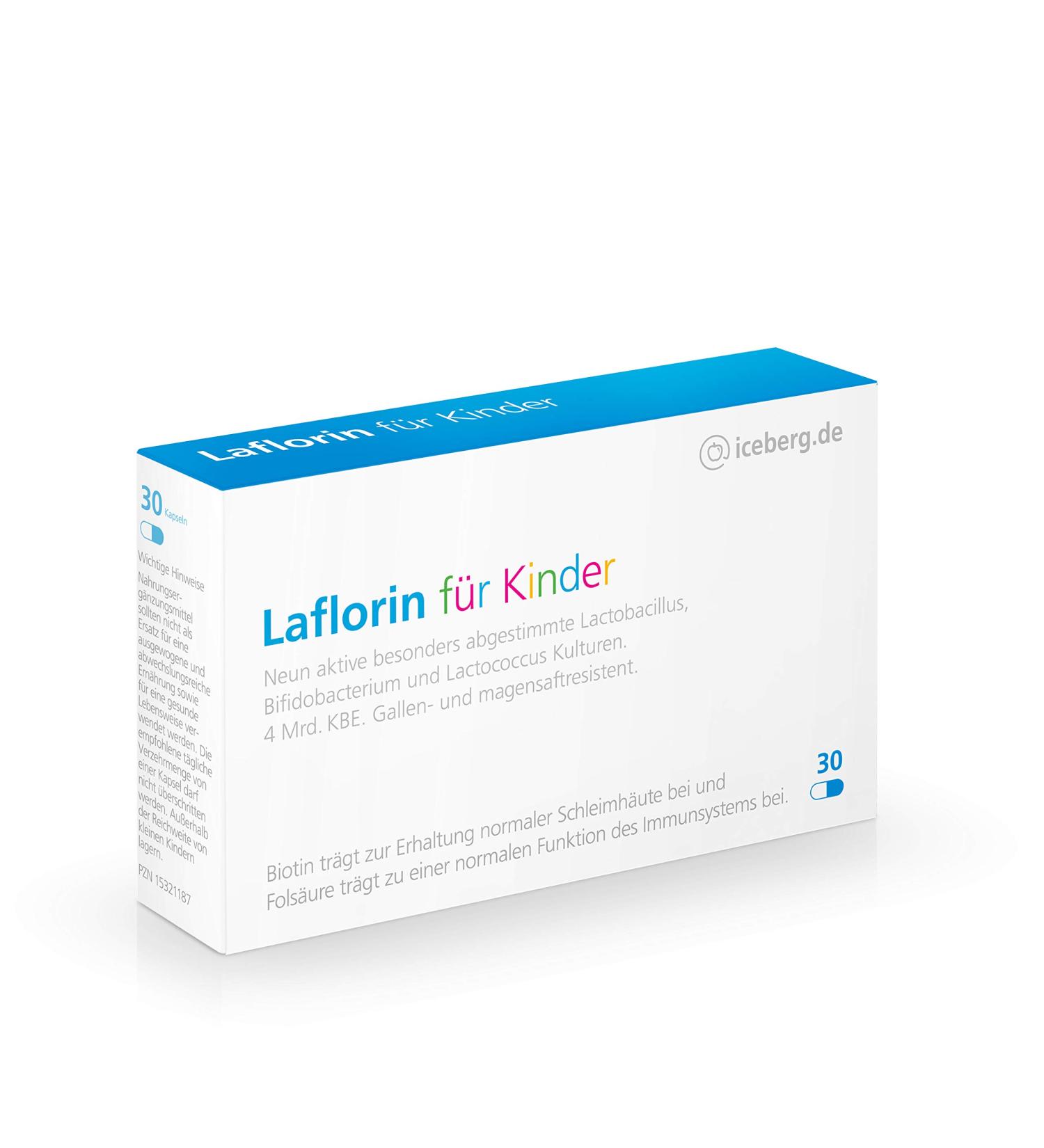 Laflorin for Children - 9 Natural Active Intestinal Bacteria with Biotin & Folic Acid for Healthy Gut Flora - Buy Online on GoSupps.com