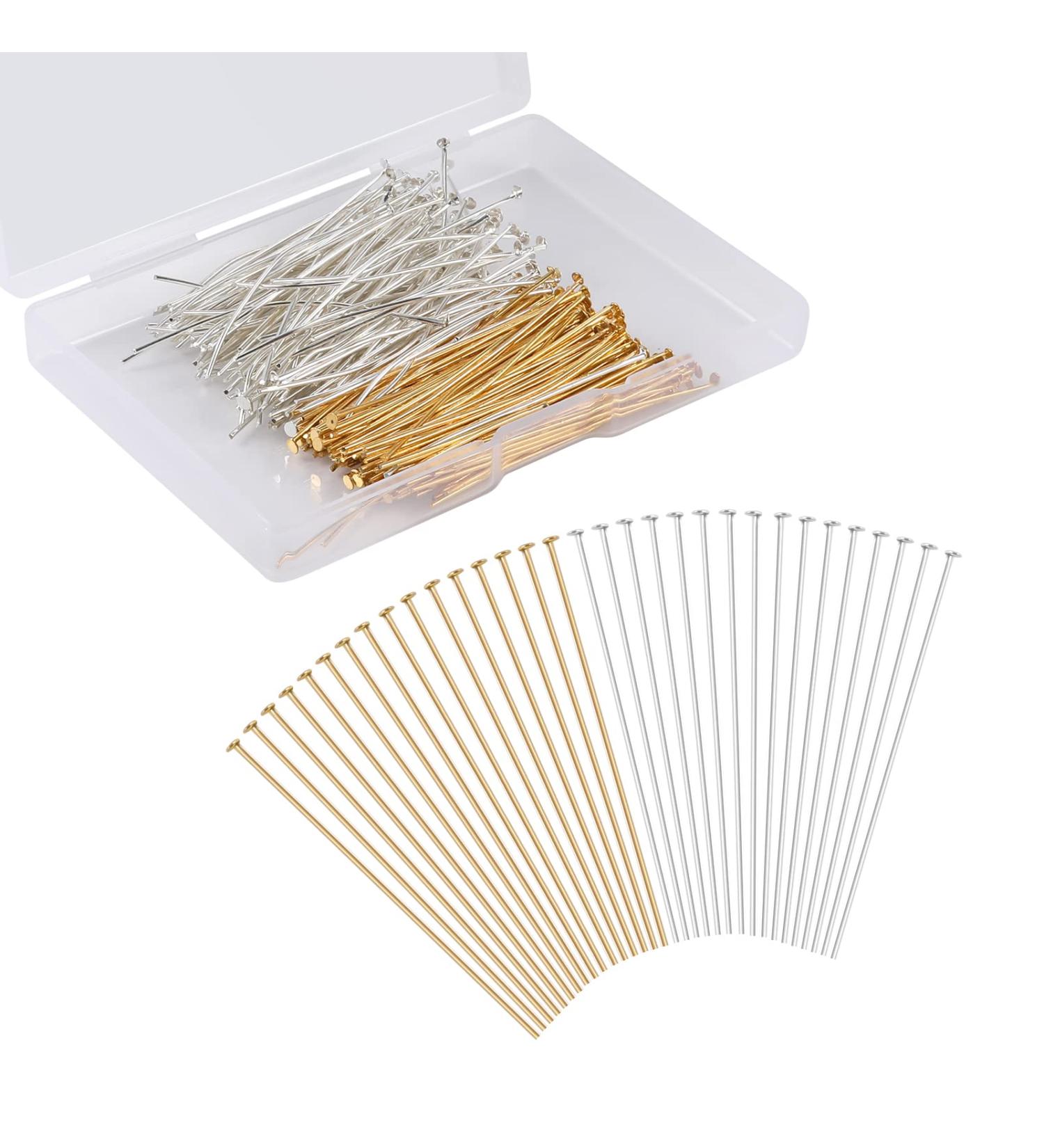 KINBOM 300pcs Assorted 2 Straight Head Pins for Jewelry Making - Silver and Gold Flat Head Pins for DIY Crafts - Beads, Earrings, Bracelets, Necklaces - Pendant Supplies - Buy Online on GoSupps.com