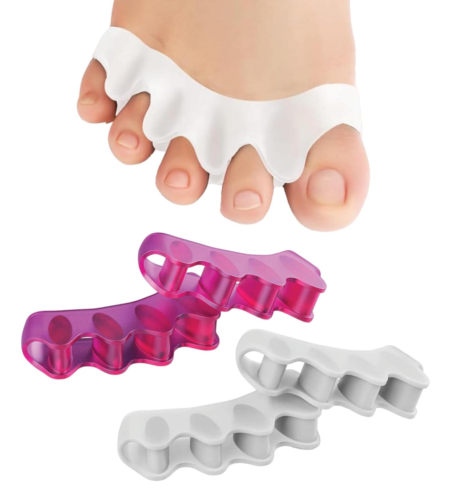Toe Separators for Women & Men - 4PCS Gel Bunion Corrector & Hammer Toe Straightener - Pink & White Toe Spacers for Pain Relief - Buy Online on GoSupps.com