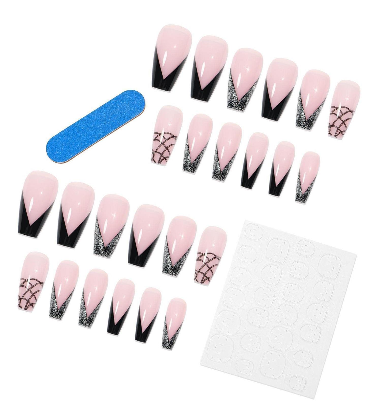 Press On False Nails Pink Fake Nails Sets False Nails with Designs Medium Length Women Girls Fake Nails with Nail Glue and Nail File Manicure Tools Jp0474-08 - Buy Online on GoSupps.com