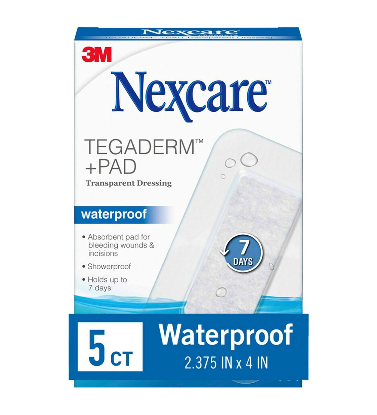 Nexcare Tegaderm + Pad Transparent Dressing - 5 Pack Waterproof & Breathable 7-Day Hold for Safe Bathing | International Shipping Available - Buy Online on GoSupps.com
