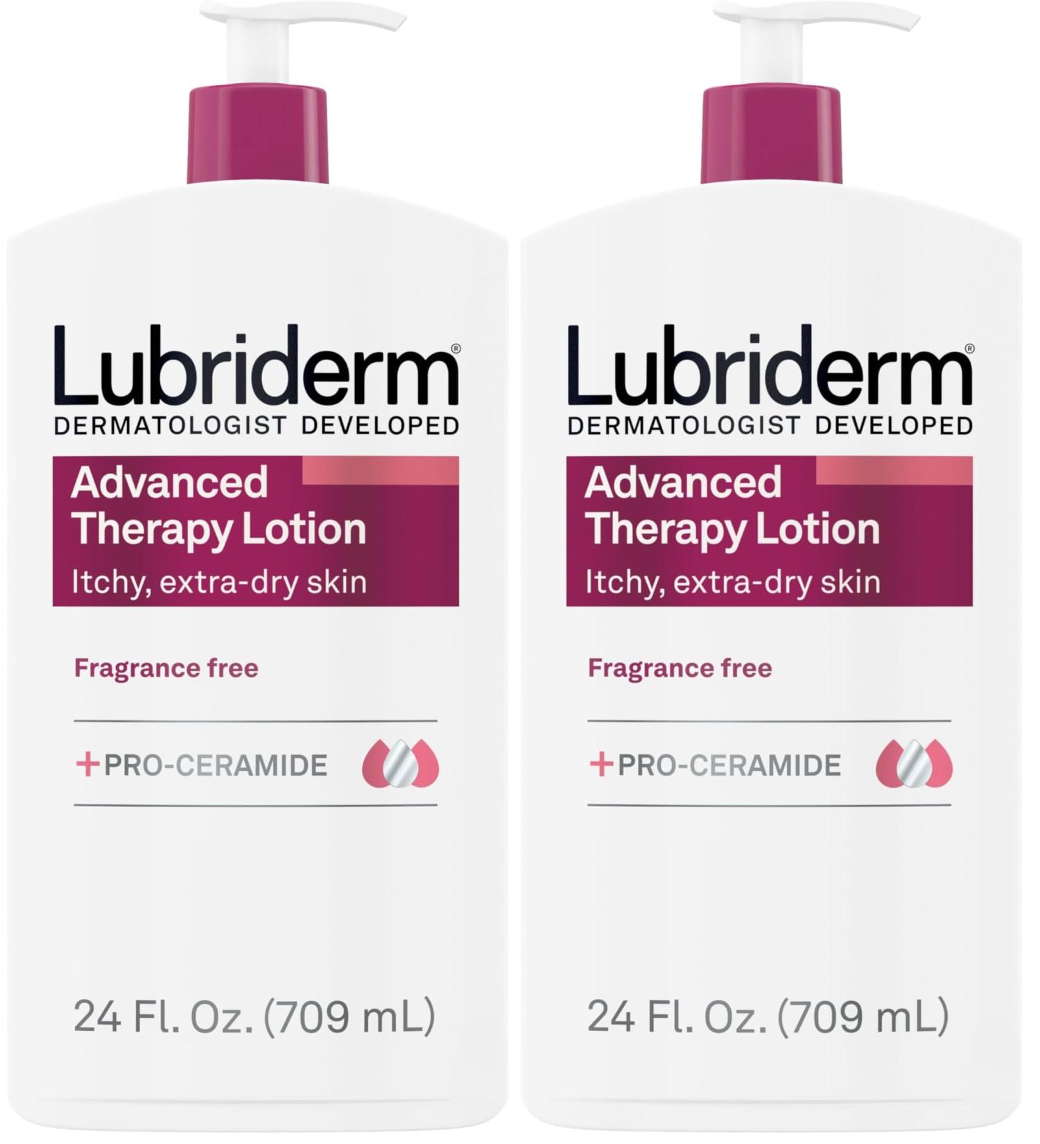 Lubriderm Advanced Therapy Moisturizing Lotion with Vitamins E and B5 Deep Hydration for Extra Dry Skin Non-Greasy Formula 24 fl. oz (Pack of 2) - Buy Online on GoSupps.com