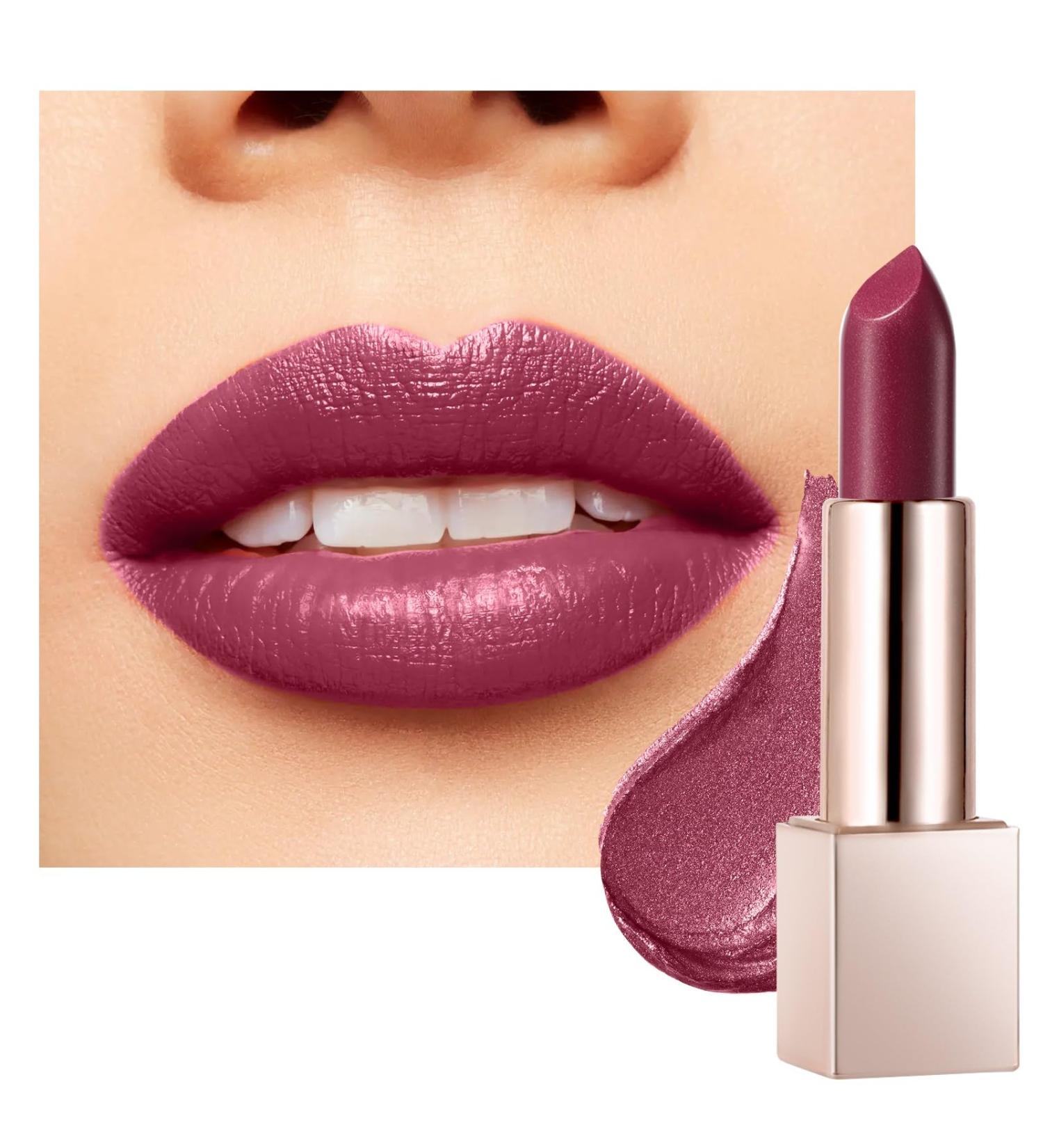 Buy BEAUTY SEARCHER Lipstick #02 Guilty Brown - Metallic Shine Hydrating Long-Lasting Velvet Red Lip Balm Gloss - Buy Online on GoSupps.com