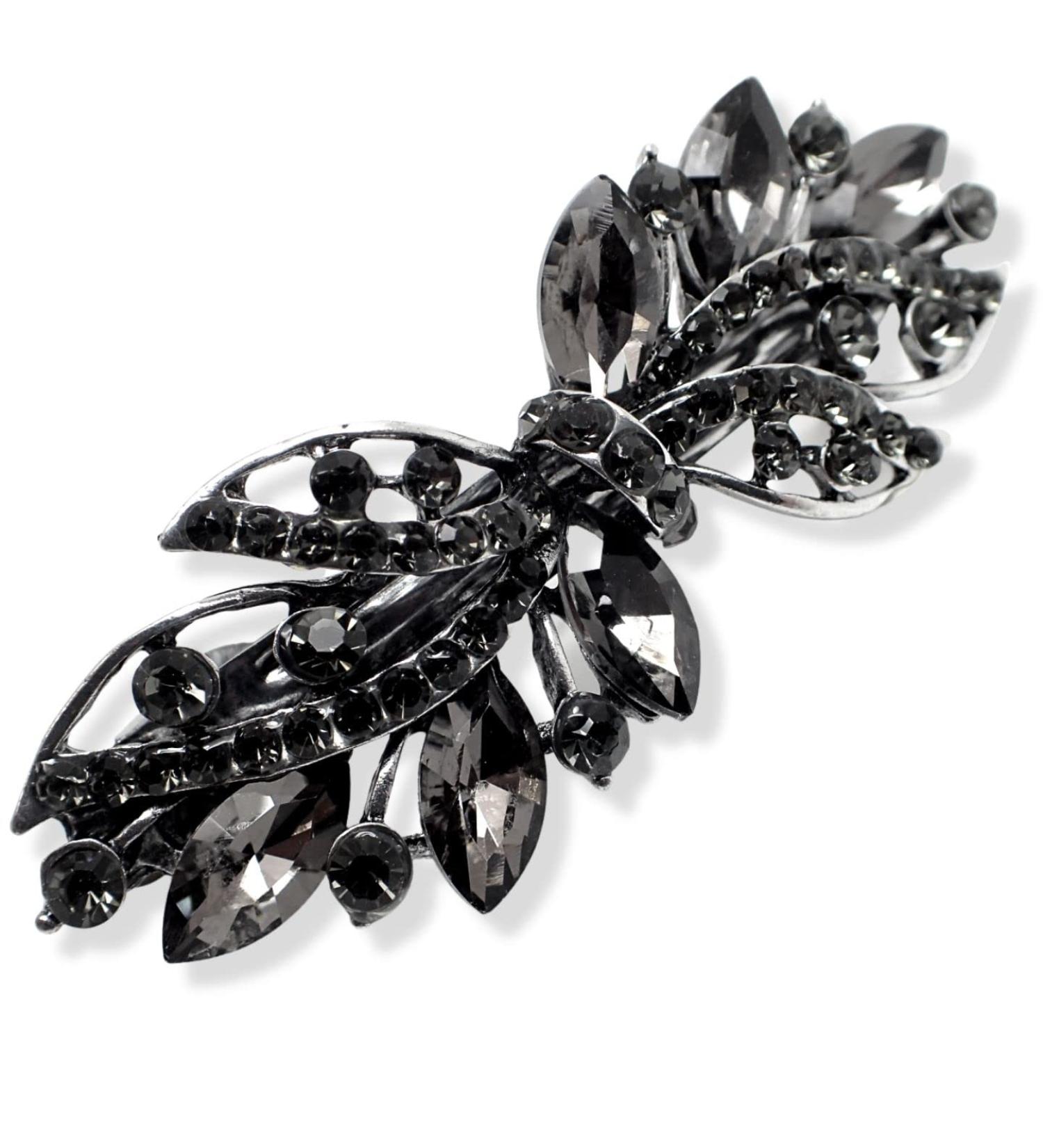 Topkids Vintage Style Accessories: Silver Rhinestone Butterfly & Flower Bridal Jewelry Pearl Hair Clasp - 6.5 cm - Buy Online on GoSupps.com