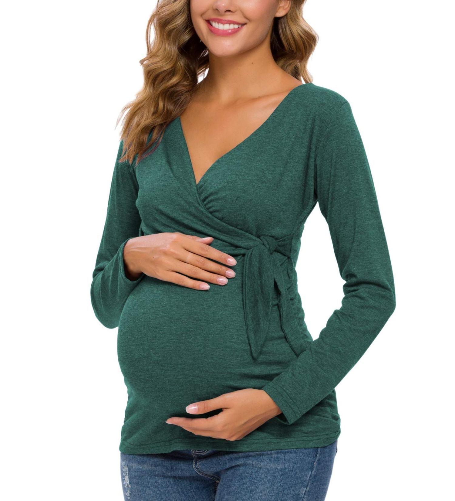 Love2Mi Maternity Breastfeeding Top | Long Sleeve V-Neck | Cute XL Hunter Green - Buy Online on GoSupps.com