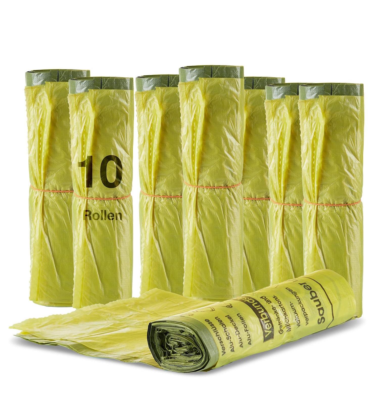 Bigdean Yellow Sacks - 10 Rolls of 90L HDPE Trash Bags (130 Pieces) - Ideal for Garbage Cans & Bins - Durable 15My Quality - Buy Online on GoSupps.com