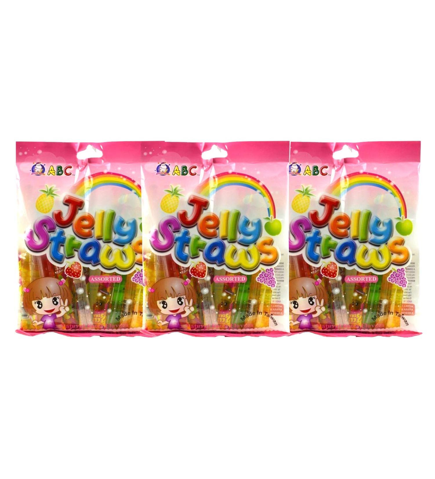 Funny Hippo Jelly Straws Assorted Natural Fruit Flavors 12 Pieces - 240 g (Pack of 3 - 36 Pieces)