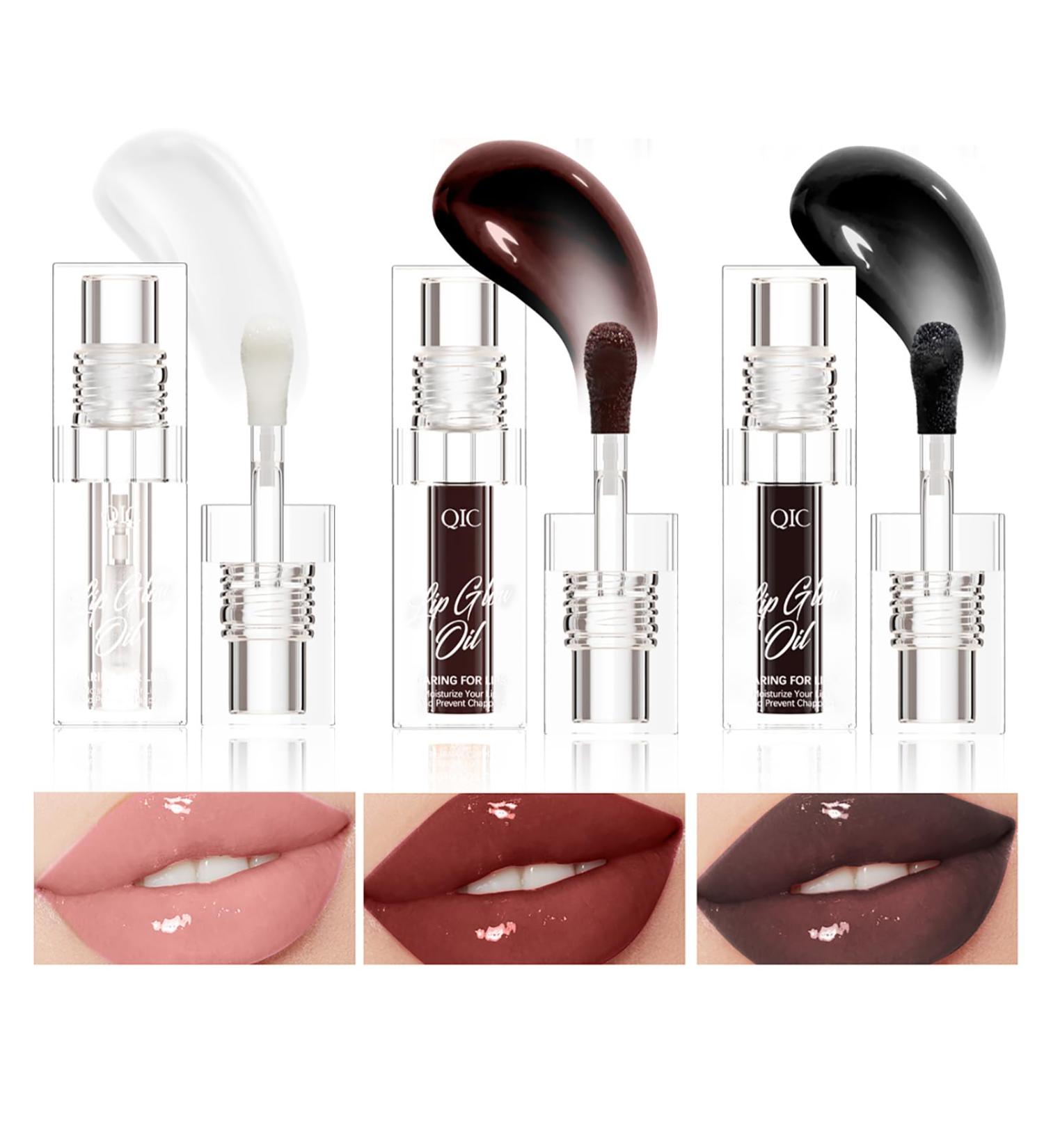 Shop Vegan Lip Plumping Gloss: Waterproof Long-Lasting Moisturizing Lip Oil in Clear Black Cherry & Black | Hydrating Liquid Lipstick - Buy Online on GoSupps.com