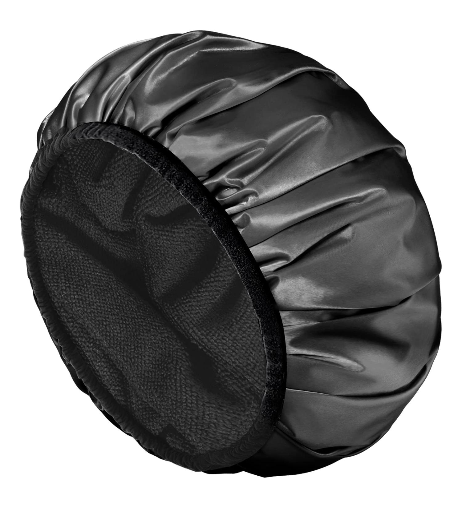 Keeygo Terry Lined Triple Layer Shower Cap for Women - Waterproof, Reusable and Ideal for Long Thick Hair - Black - Buy Online on GoSupps.com