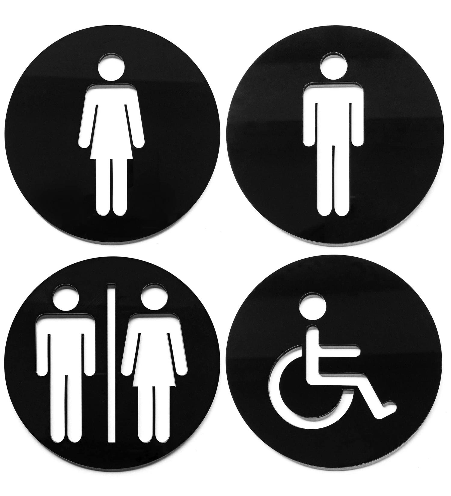 WC Sign for Door - Men's Women's Disabled Mixed Pack of 4 - International Shipping Available - Buy Online on GoSupps.com