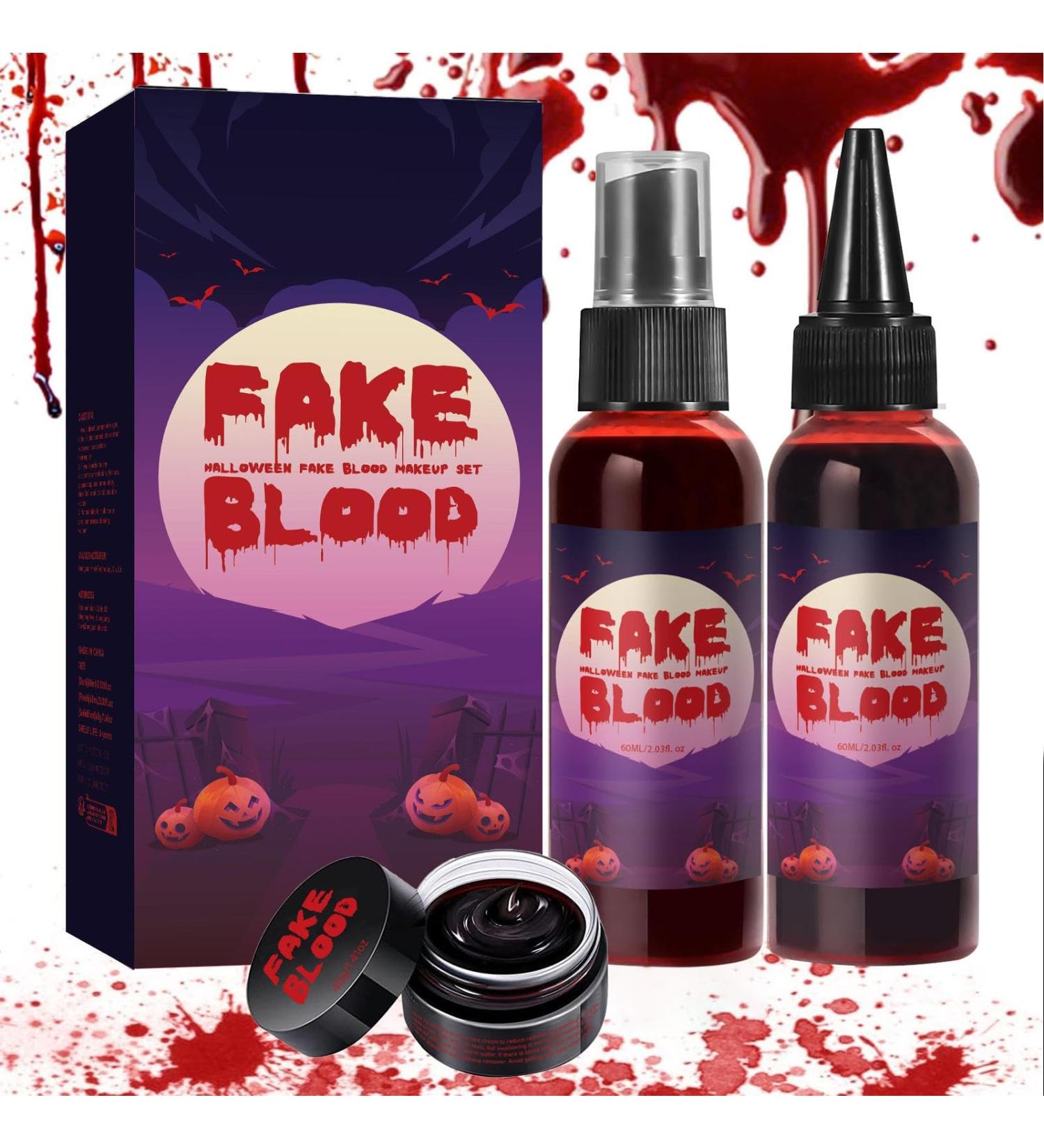  Fellflying Halloween Fake Blood Makeup Kit Curd Blood Gel + Artificial Blood Spray + Fresh Blood Drops Washable Realistic Kit with Special Effects Cosplay Accessories - Buy Online on GoSupps.com
