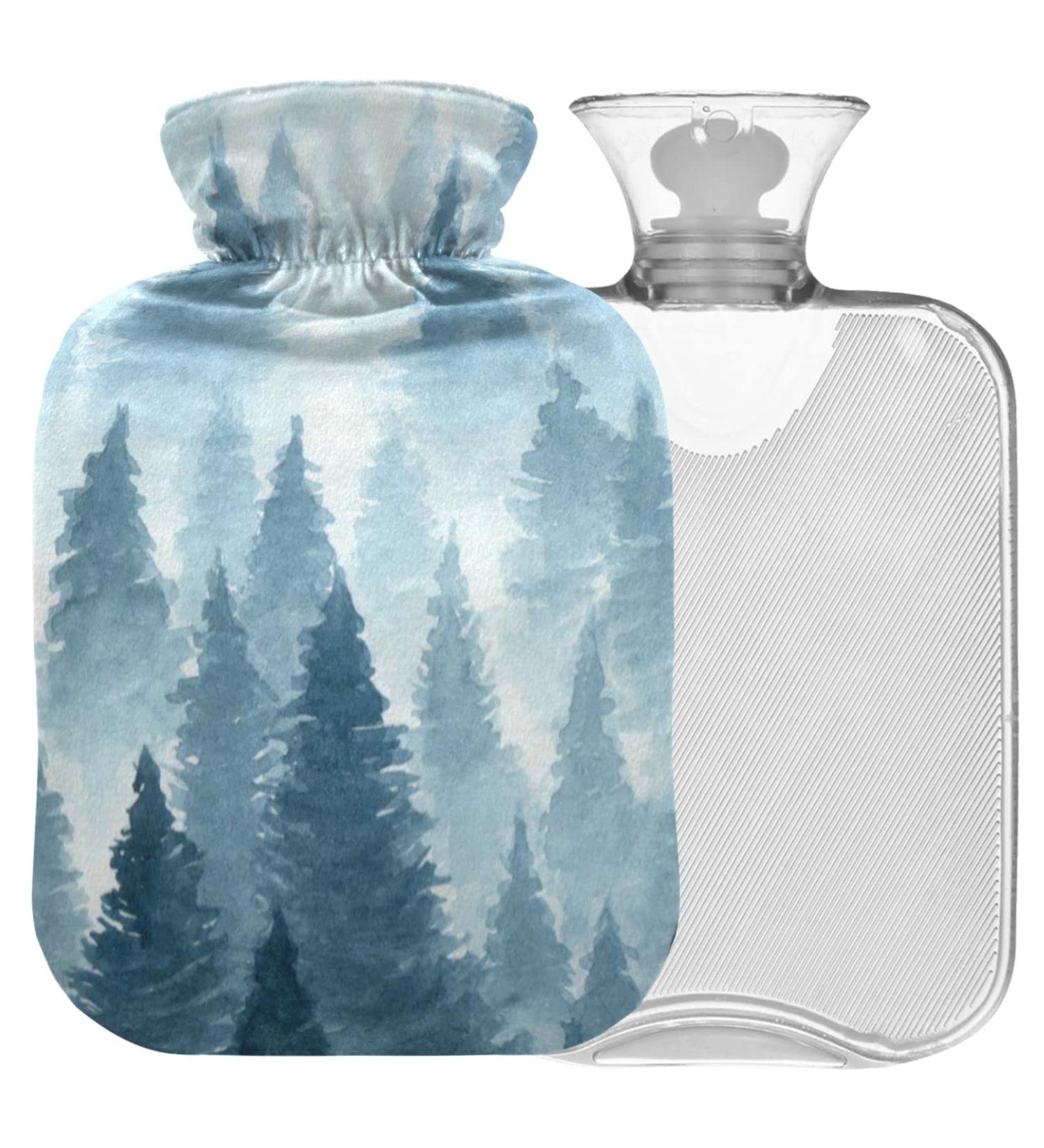 NAANLE Hot Water Bottle with Cover - Watercolor Forest Design | 1L Heat & Cold Therapy for Back Pain Relief Hand & Feet Warmer - Buy Online on GoSupps.com