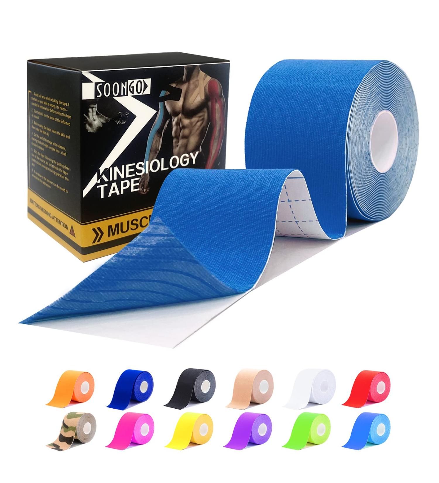SOONGO Trans Tape - 5cm x 5m Roll - Relieve Muscle Soreness - Waterproof & Hypoallergenic - FDA CE Certified - Blue - Buy Online on GoSupps.com