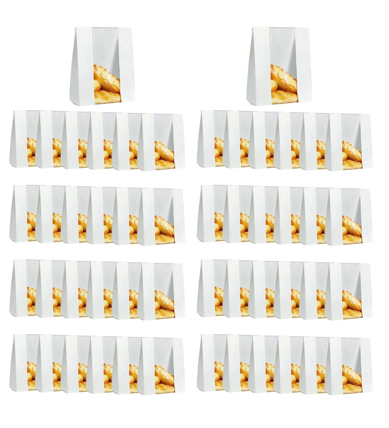 50Pcs Bread Bake Bag Clear Window Sealing Grease Proof Kraft Paper Bag For Food Snacks Cookie Coffee Kitchen Accessory Oil Proof Bag - Buy Online on GoSupps.com