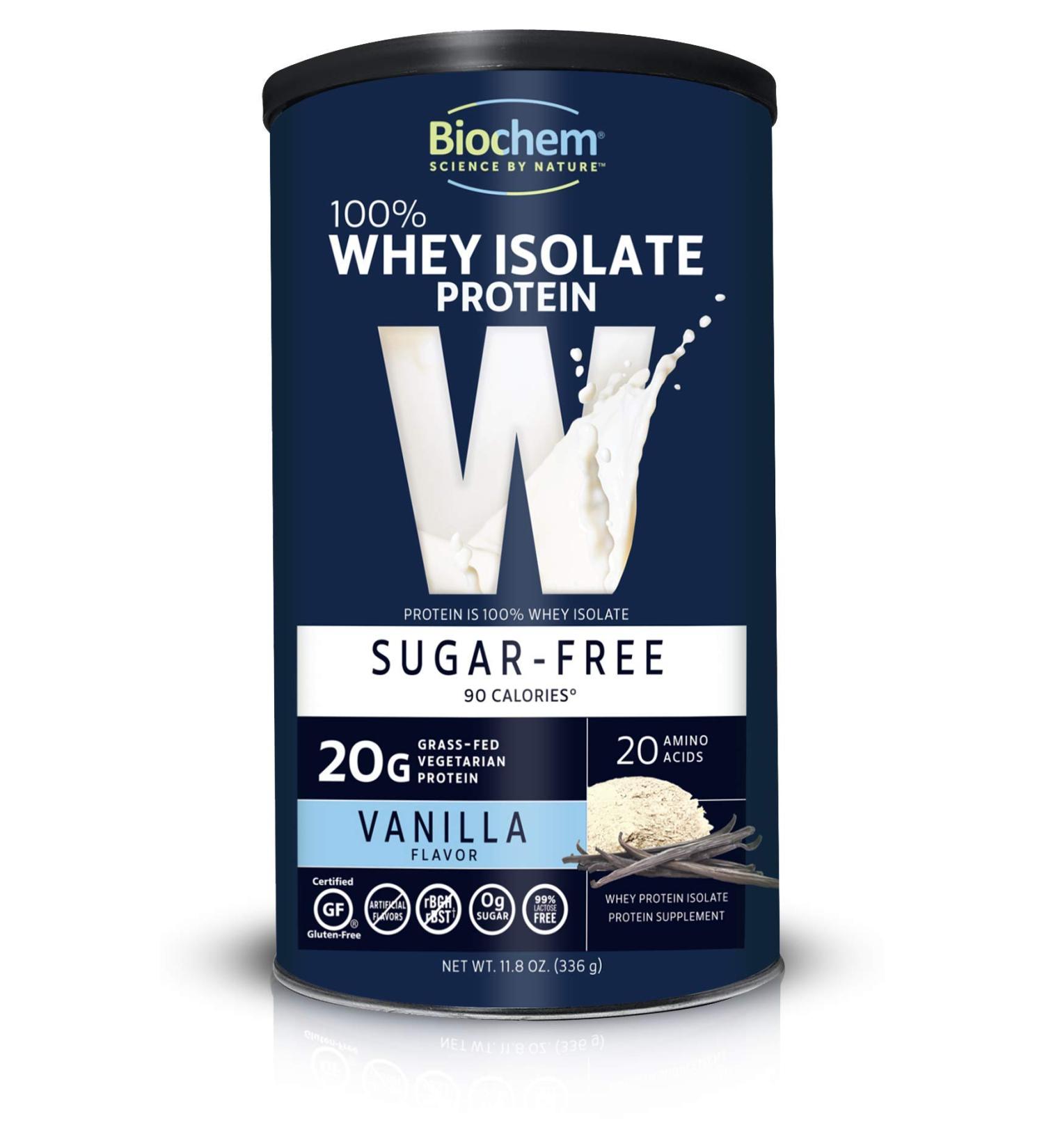 Biochem 100% Whey Isolate Protein - Sugar Free Vanilla, 11.8 oz | High-Quality Protein Supplement - Buy Online on GoSupps.com