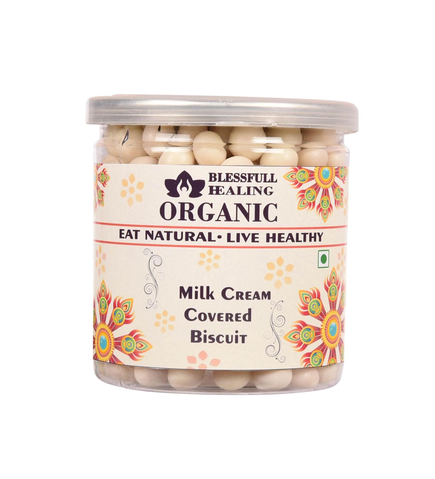 Blessfull Healing Organic Milk Cream Covered Biscuit 300 Gram Airtight Container (Packing May Vary)