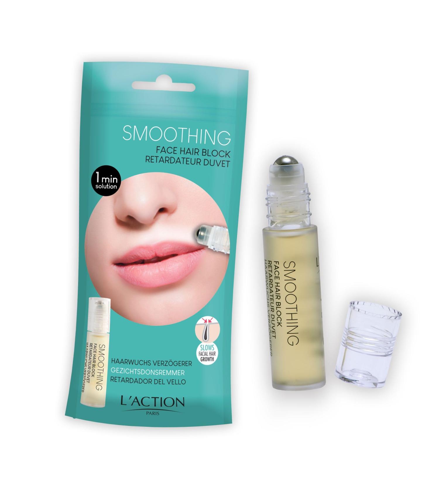 LAction Paris Smoothing Facial Hair Blocker Serum | Slow Down Facial Hair Growth | Easy-to-Use Roller Ball Applicator | Plant Extracts | 10ml Daily Facial Serum - Buy Online on GoSupps.com