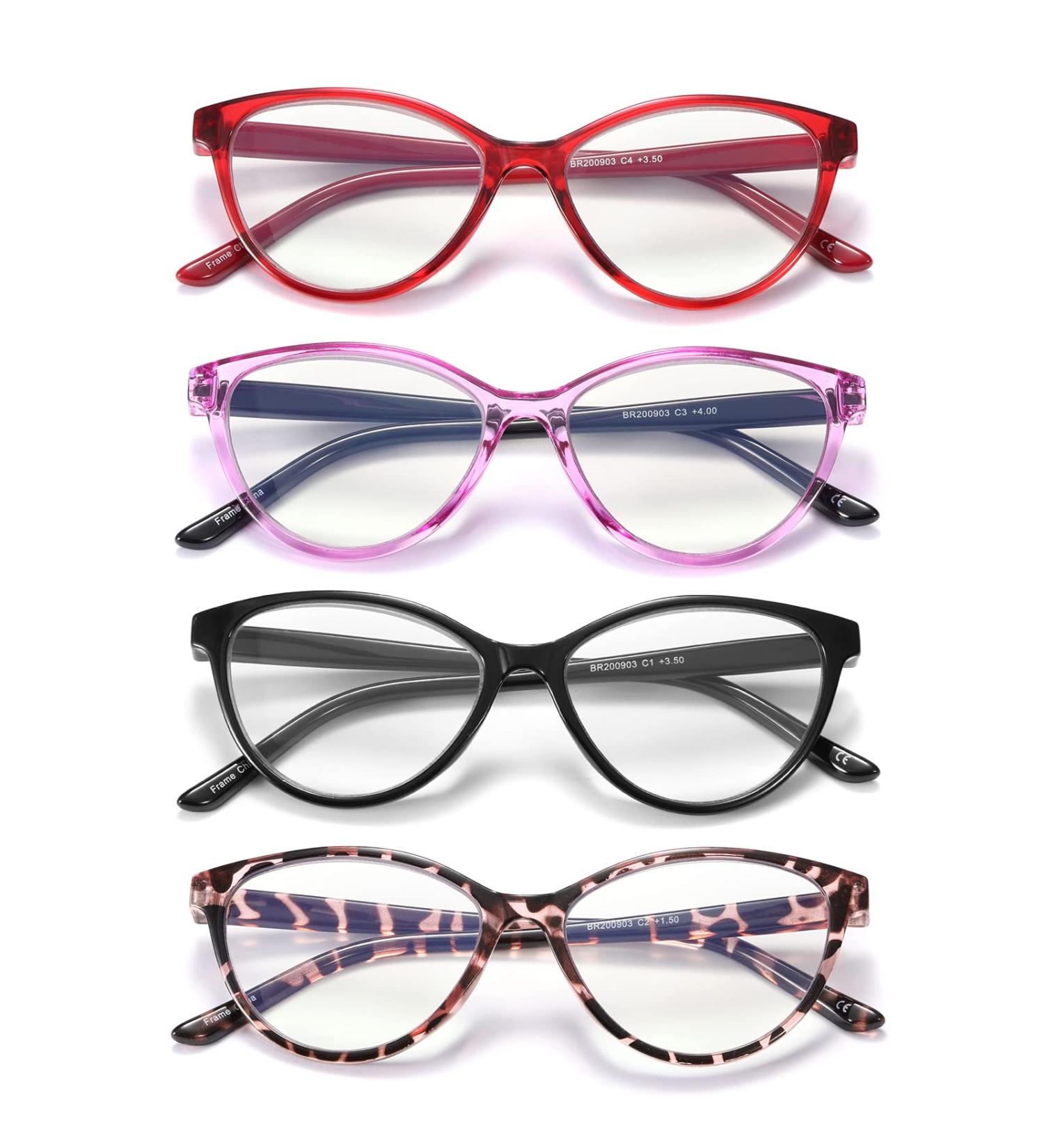JAWSOCK 4 Pack Blue Light Blocking Cat Eye Reading Glasses for Women - Designer Computer Readers Anti Glare/UV Ray Eyeglasses 2.0 4 Pack Mix Color - Buy Online on GoSupps.com