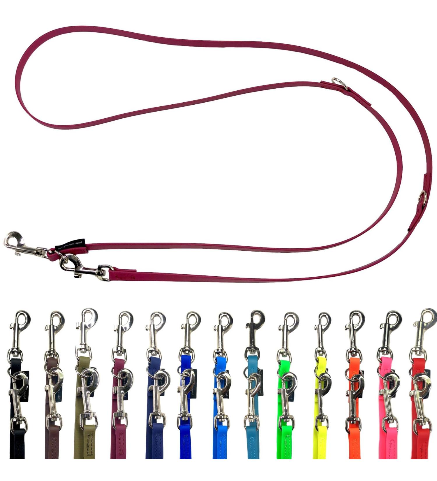 Biothane Dog Leash for Small & Large Dogs - Adjustable 2m to 5m with Silver Hook - Durable & Stylish Bordeaux (16mm) - Buy Online on GoSupps.com