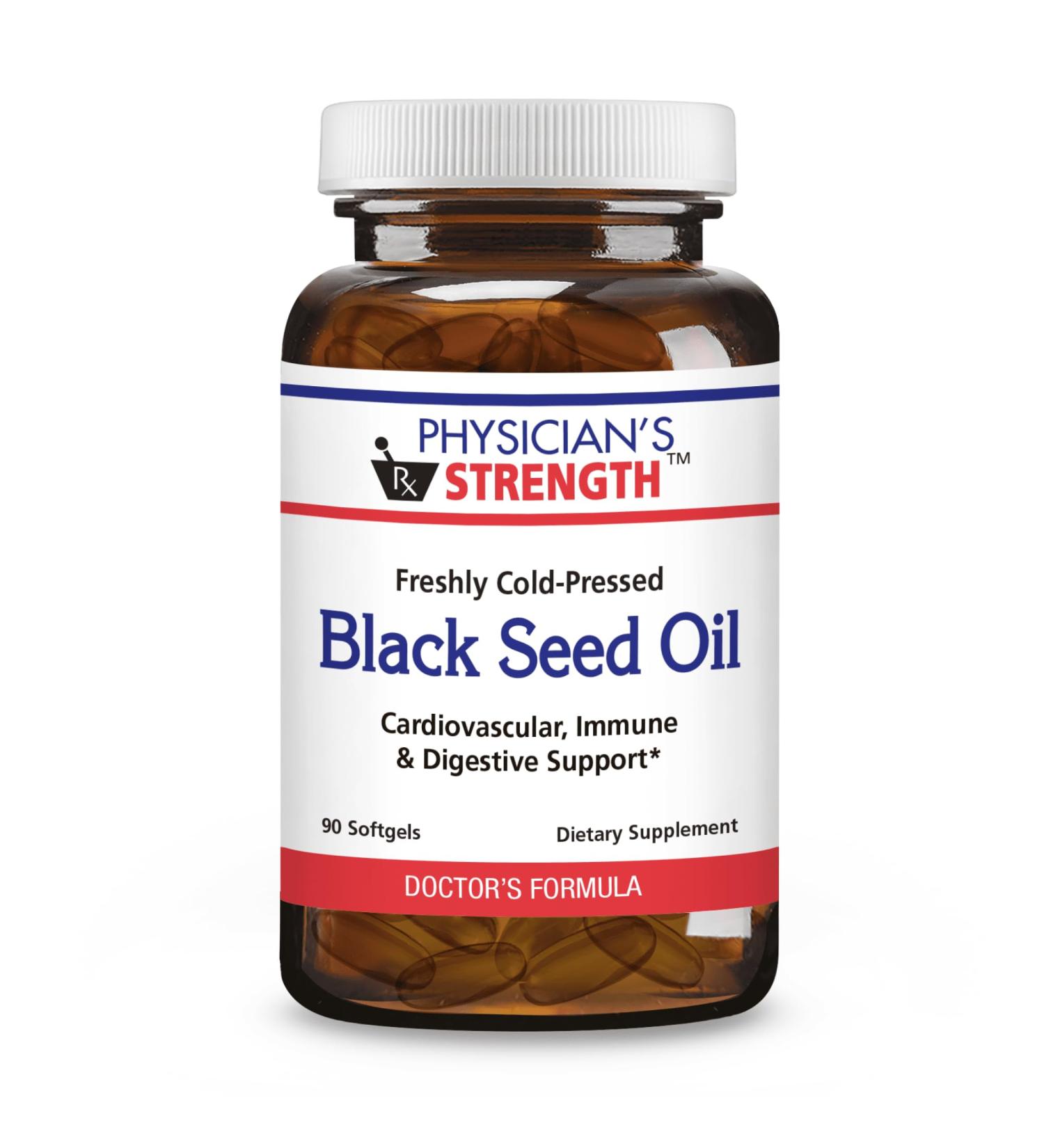 Physician's Strength Black Seed Oil Gelcaps - 90 Softgels - Supports Healthy Body Response - Freshly Cold Pressed - Non-GMO - 45 Servings - Buy Online on GoSupps.com