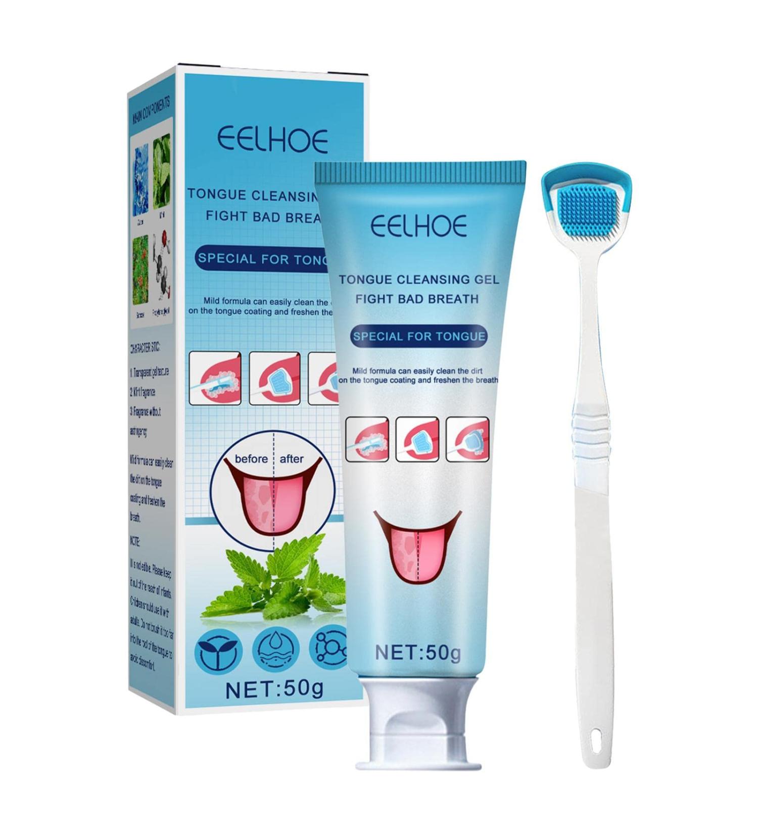Buy M/E/E Tongue Cleaner & Brush | Fresh Mint Cleaning Gel for Bad Breath - Best Oral Care Solution - Buy Online on GoSupps.com