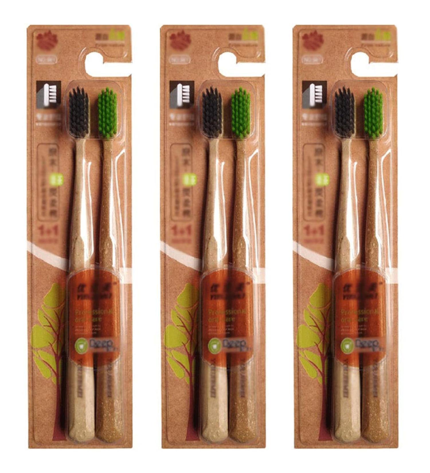 Buy Biodegradable Manual Toothbrushes - Eco-Friendly Sensitive Gums 6-Piece Travel Set - Unisex Bathroom Essential - Buy Online on GoSupps.com