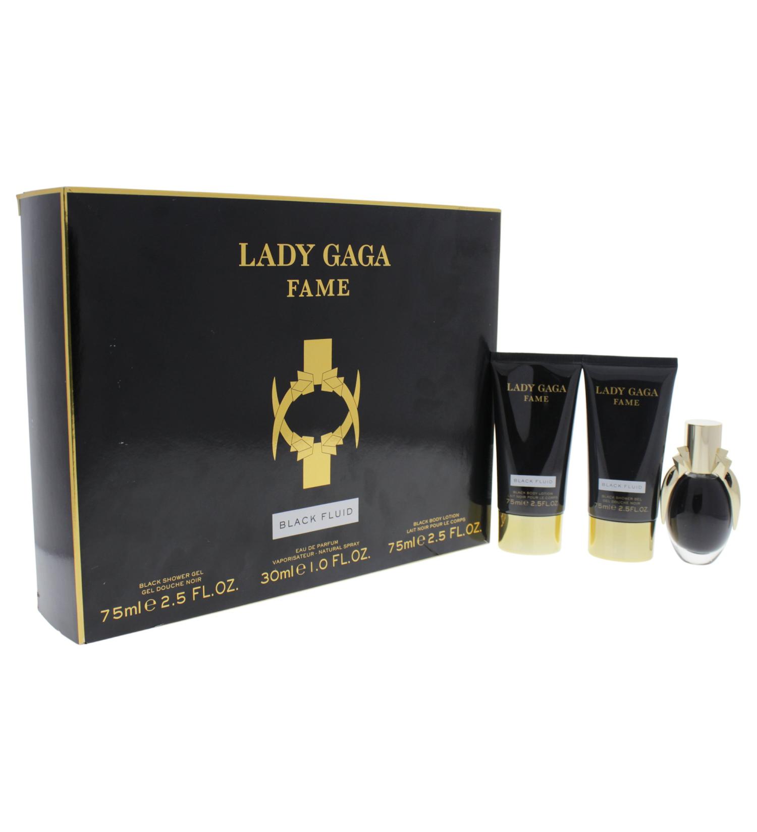 COTY Lady Gaga Fame 3 Piece Gift Set (Eau de Parfum Spray Body Lotion Shower Gel)