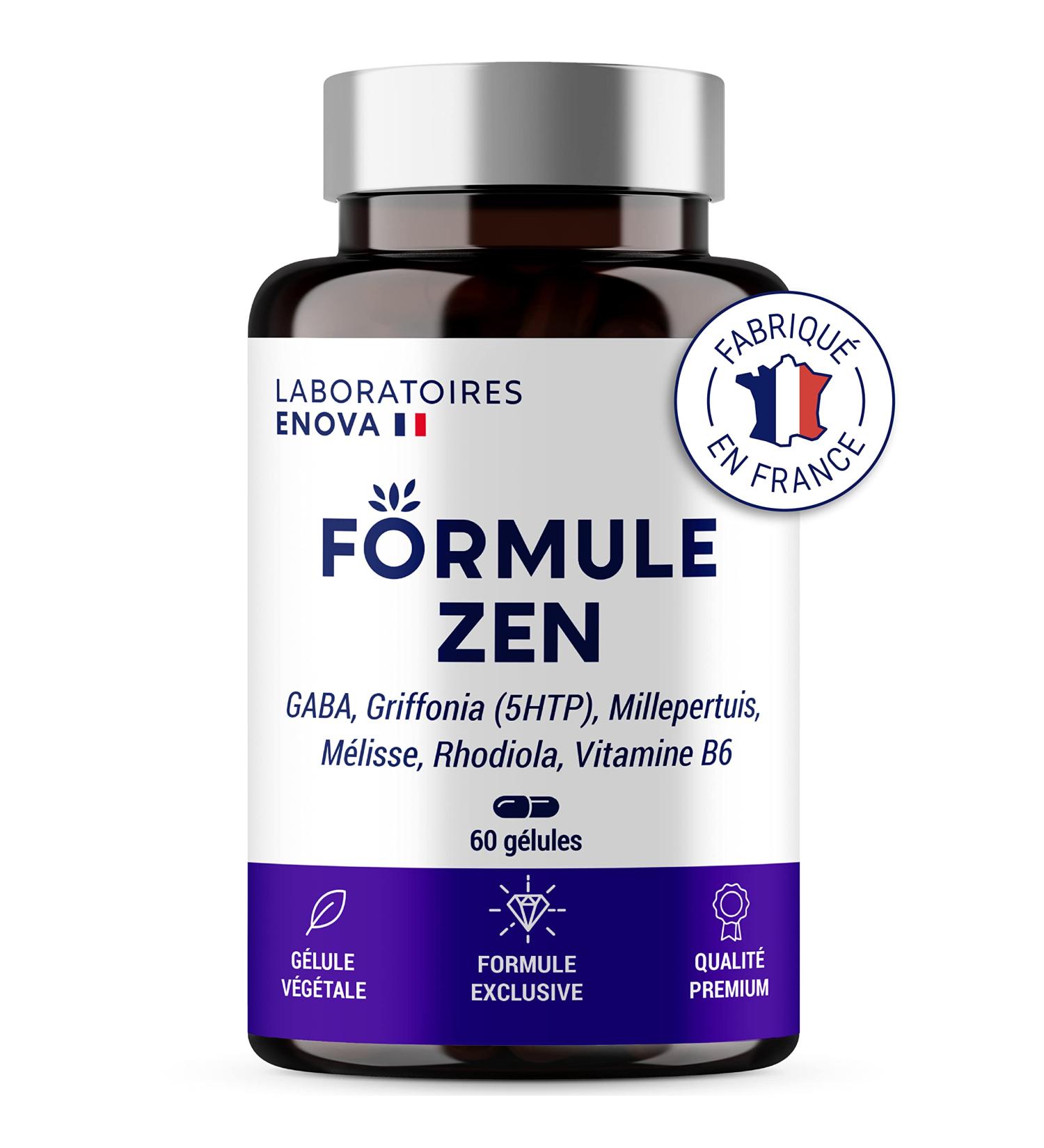 ZEN FORMULA | GABA Griffonia St. John's wort Melissa Rhodiola Vitamin B6 | Natural Stress Relief | 30 Days of Relaxation | Dietary Supplement | Made in France - Buy Online on GoSupps.com