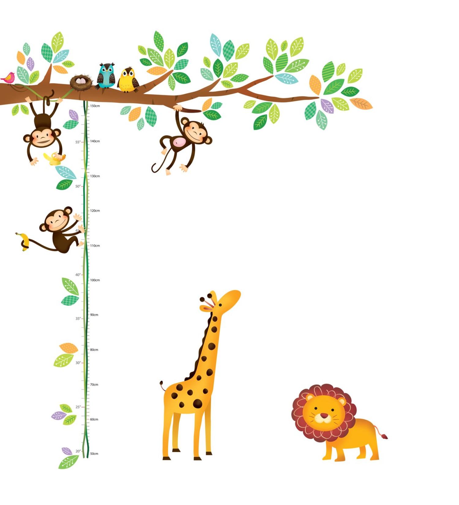 DECOWALL Large Tree and Animals Wall Stickers (DW-1402) - Animal Growth Chart for Kids Room - Buy Online on GoSupps.com