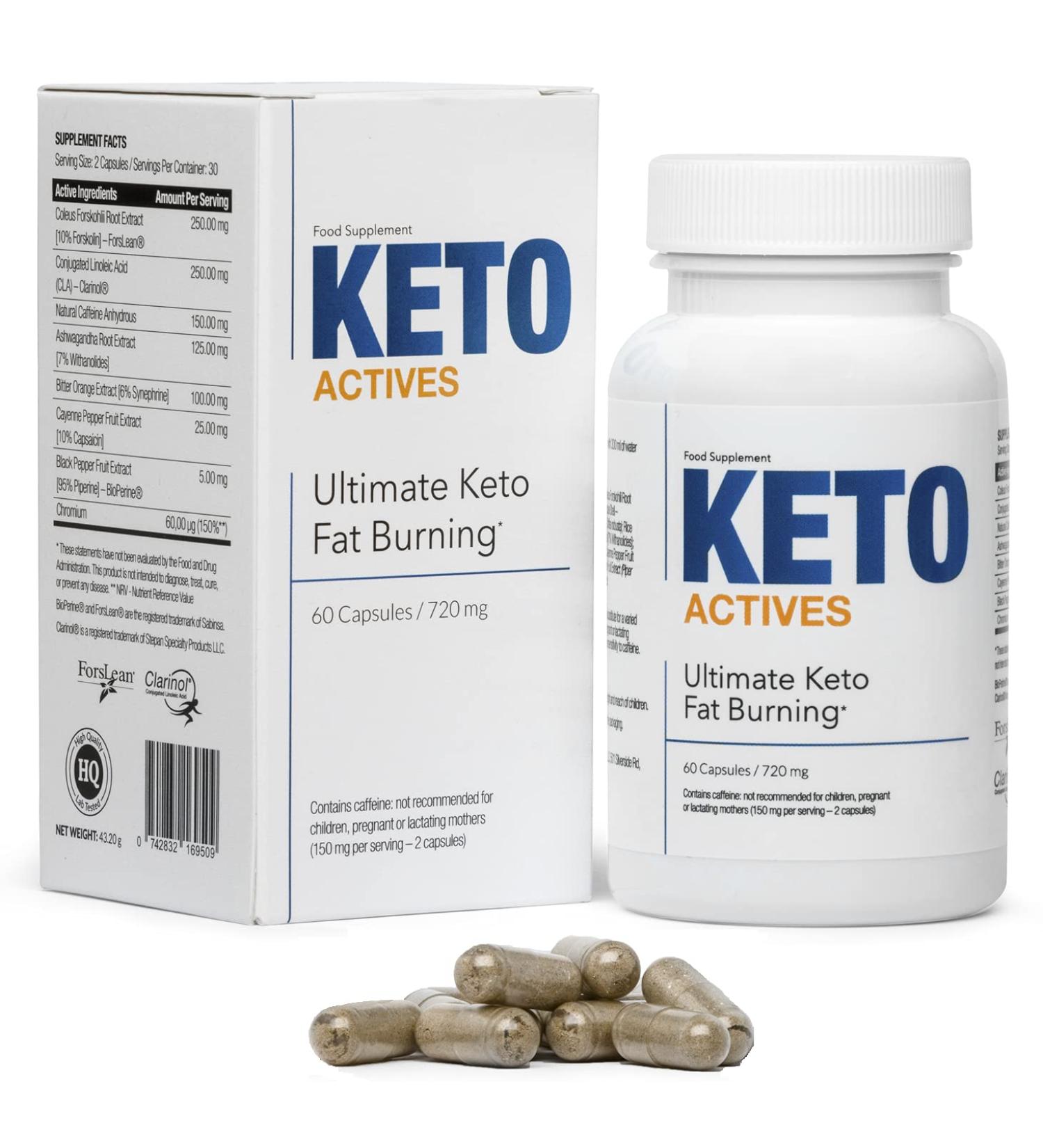 Keto Actives Premium - 100% Natural Fat Burner for Waist Hips & Legs - 60 Capsules - Buy Online on GoSupps.com