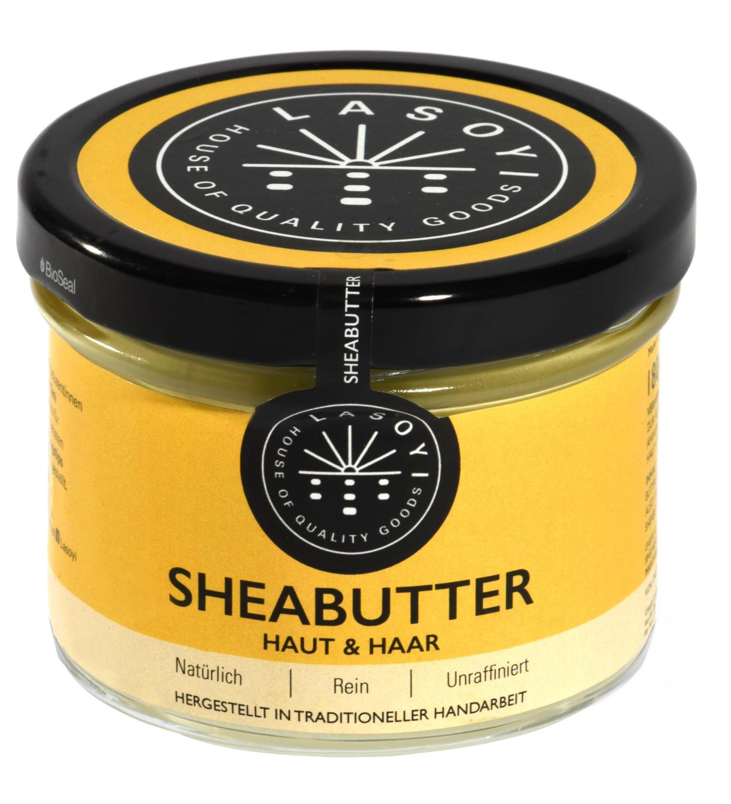 Lasoyi Organic Wild Collection Shea Butter 180ml | 100% Vegan Fair Trade Natural Cosmetics | Plastic-Free Glass Packaging - Buy Online on GoSupps.com