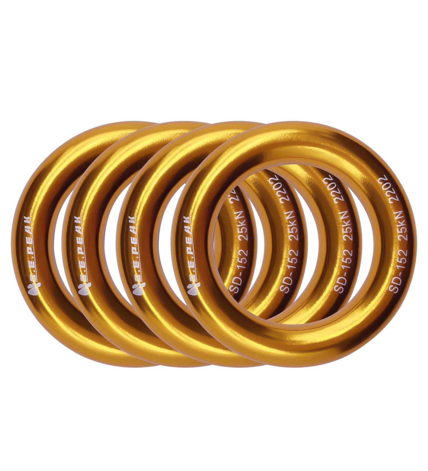 S.E.PEAK 23kN Aluminum Rappel Ring O-Ring Connection for Climbing, Arborist, Hammock - Gold/Blue (4 pack) - Buy Online on GoSupps.com