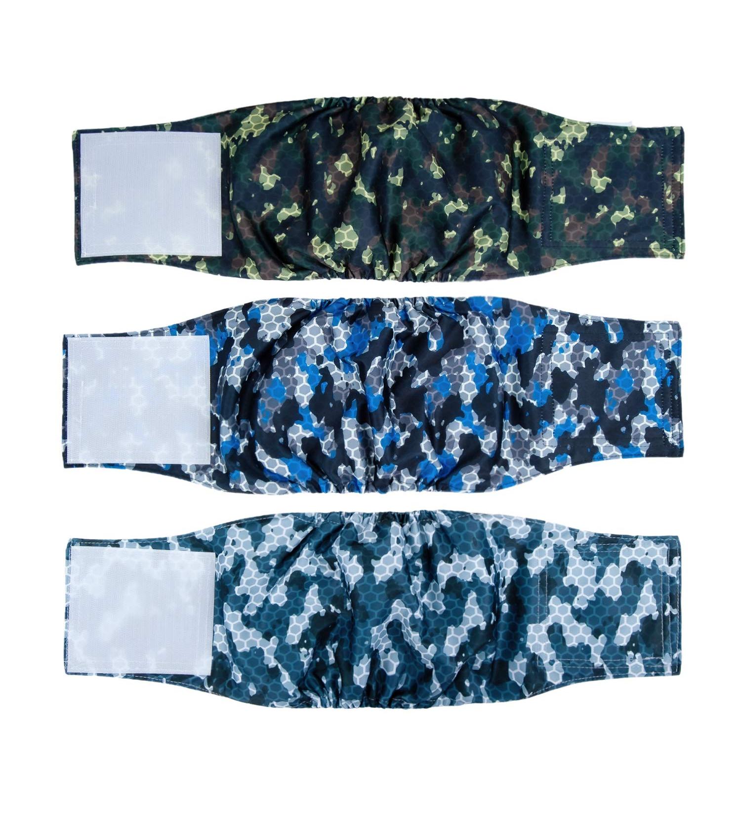 Dono Pack of 3 Washable Diapers for Male Dogs - Super Absorbent Fits Small to Large Dogs - Army L Design - Buy Online on GoSupps.com