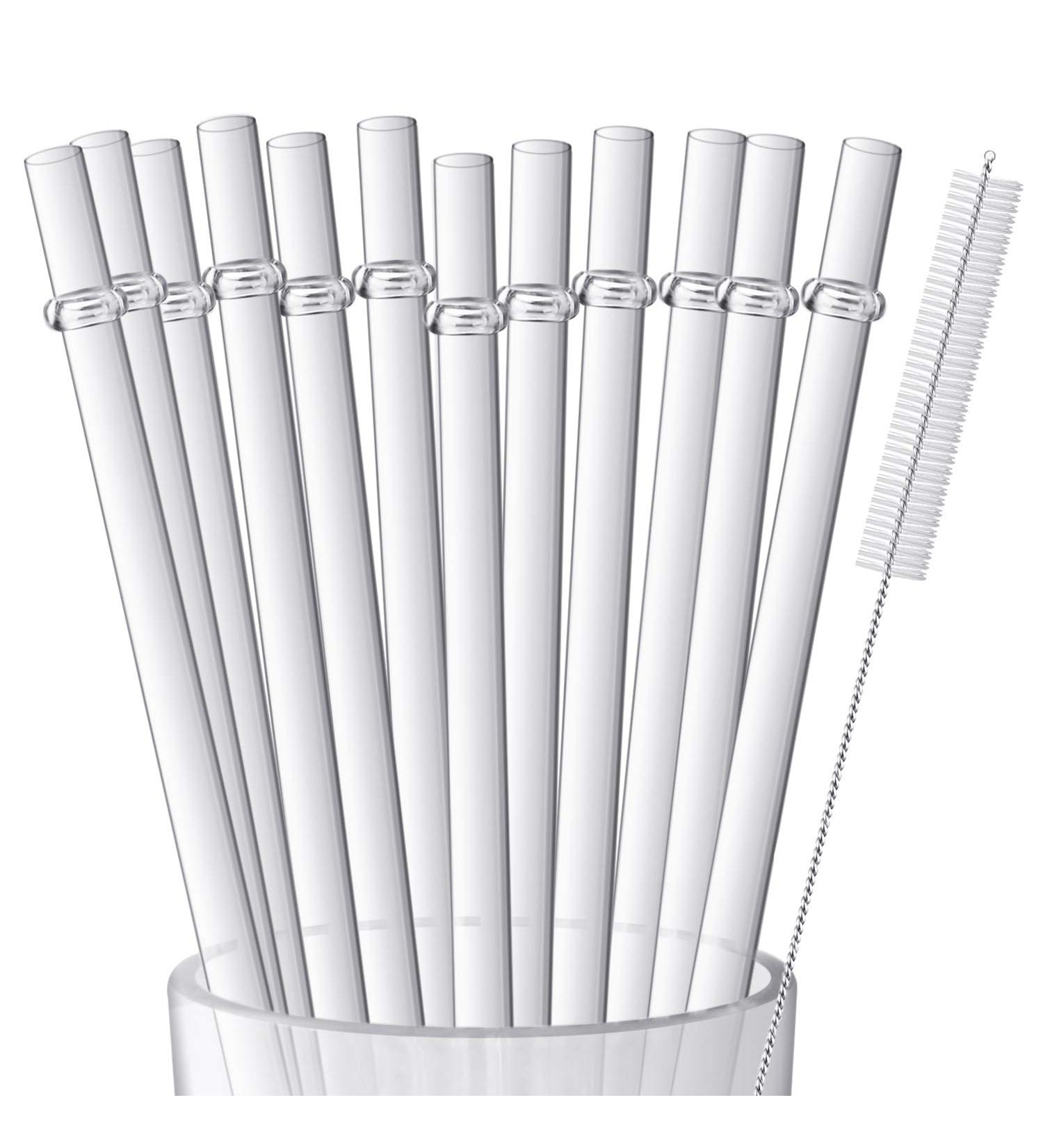 12 Pieces 11 Clear Reusable Plastic Straws with Cleaning Brush - BPA-Free for Tall Cups, Tumblers, Mason Jars - Not Dishwasher Safe - Buy Online on GoSupps.com