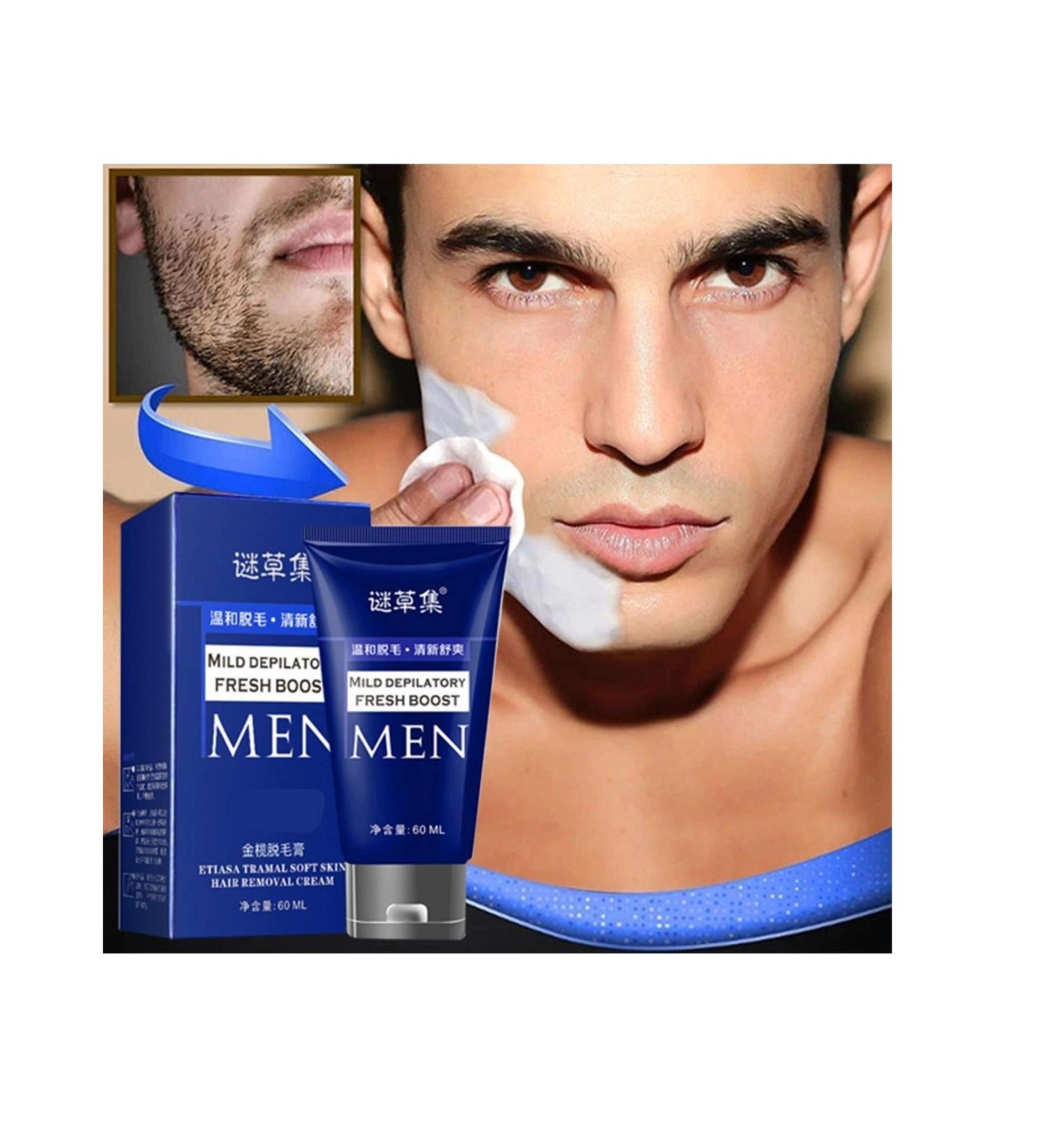 LINGDANG Razorless Shaving Cream for Men Hair Removal Cream Beards Depilatory Cream Extra Strength for Coarse Beards No Razor Needed Skin Friendly Painless Flawless Hair Remover Cream - Buy Online on GoSupps.com