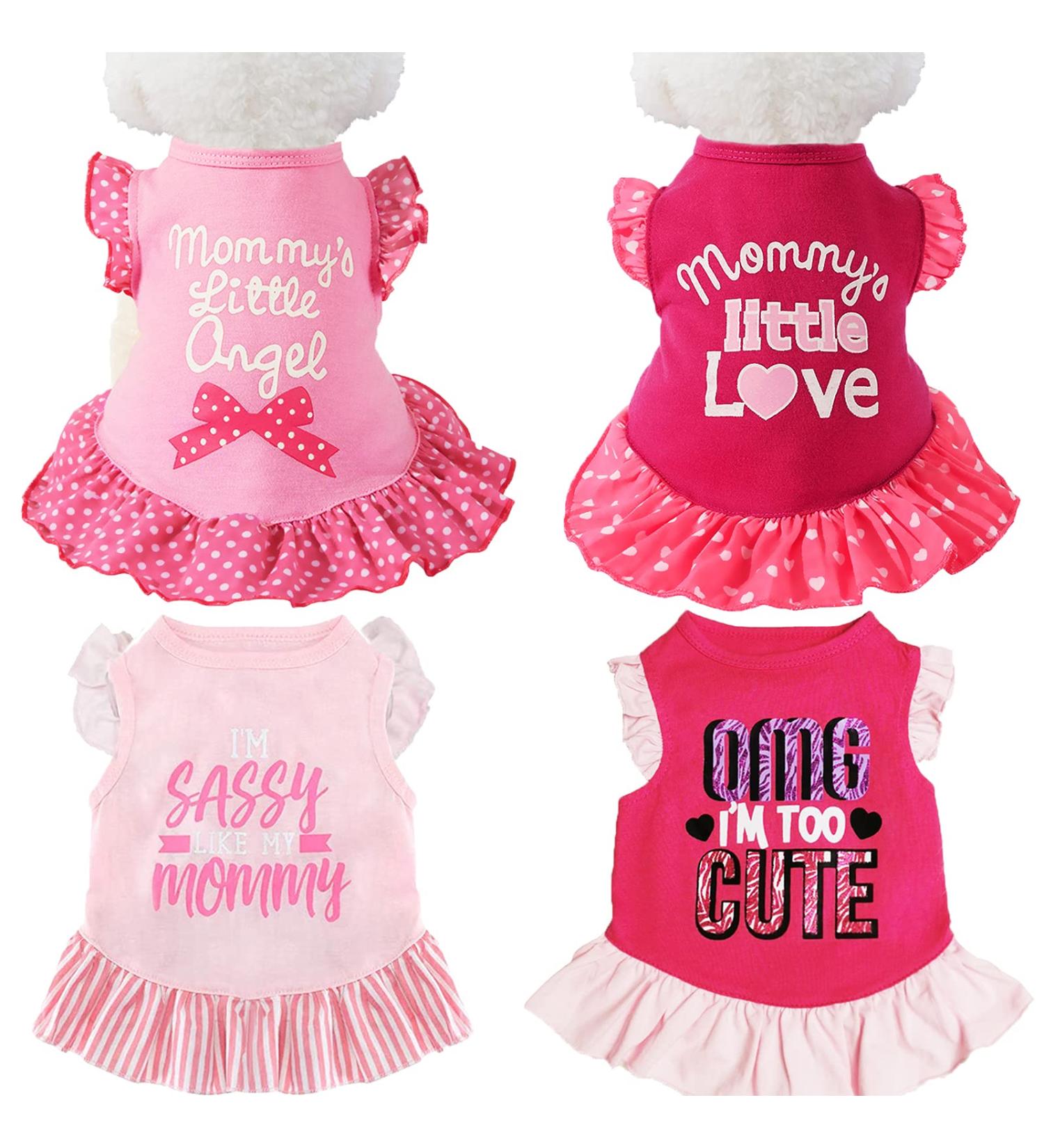 XPUDAC Pink Angel Dog Dress for Small Dogs/Cats (5.5-8lbs) - Cute Puppy Shirt Apparel - Buy Online on GoSupps.com