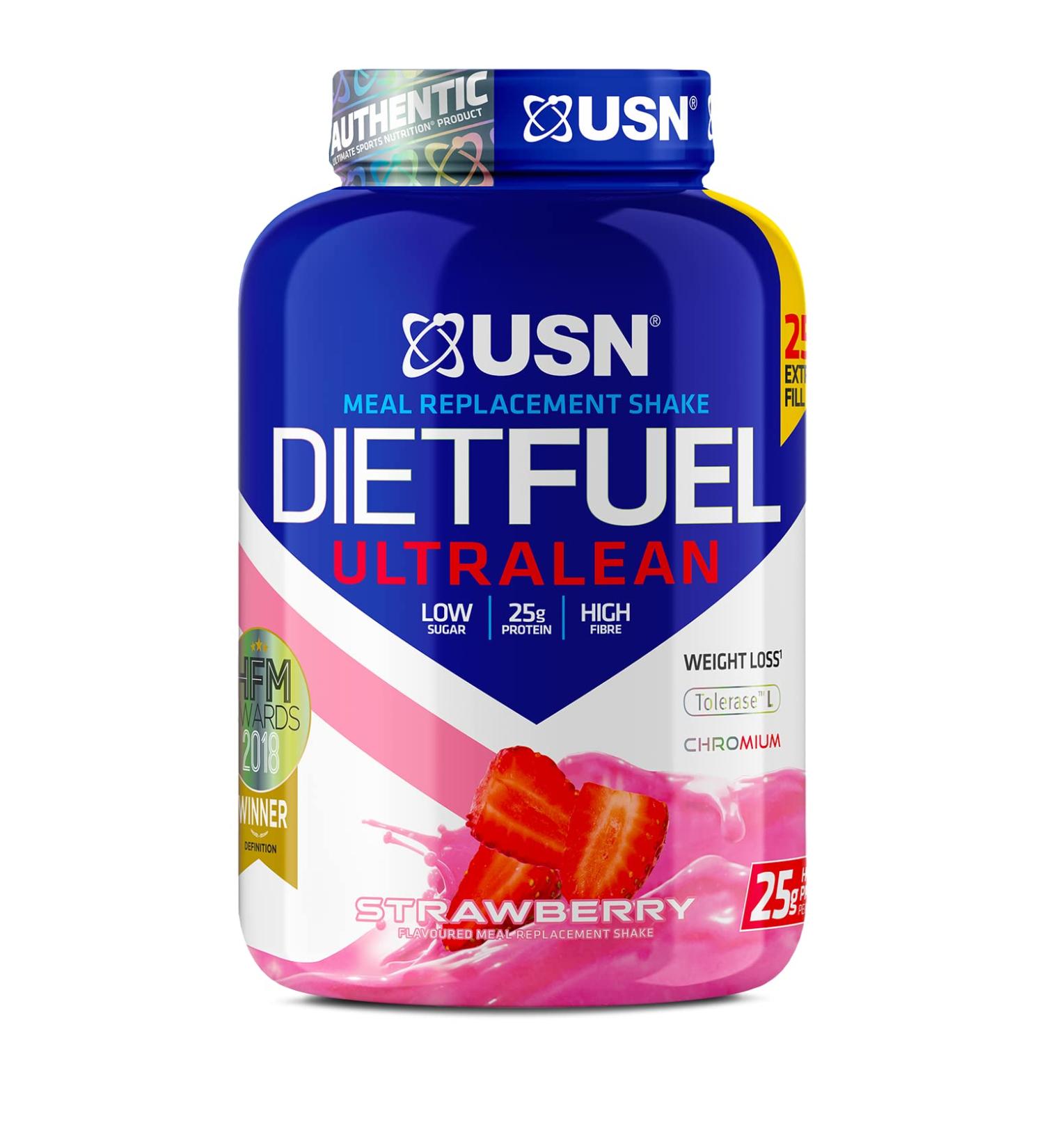 USN Diet Fuel UltraLean Strawberry 2.5KG Meal Replacement Shake for Weight Control and Lean Muscle Development - Buy Online on GoSupps.com