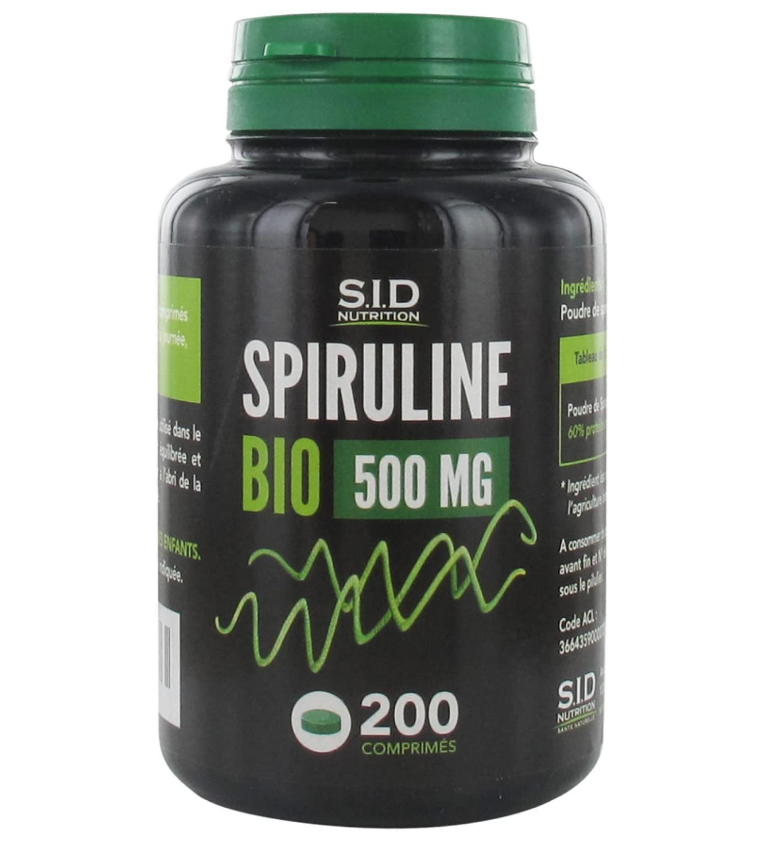 S.I.D Nutrition Spirulina Organic 500 mg 200 Tablets